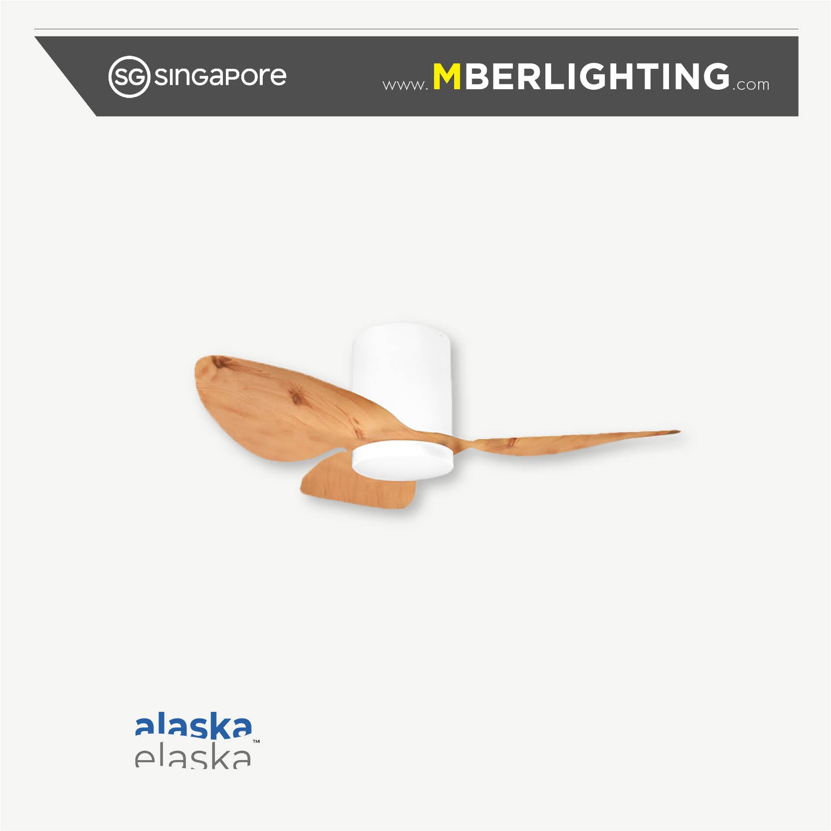 ASPEN 3-Blades Hugger Ceiling Fan LIGHT WOOD