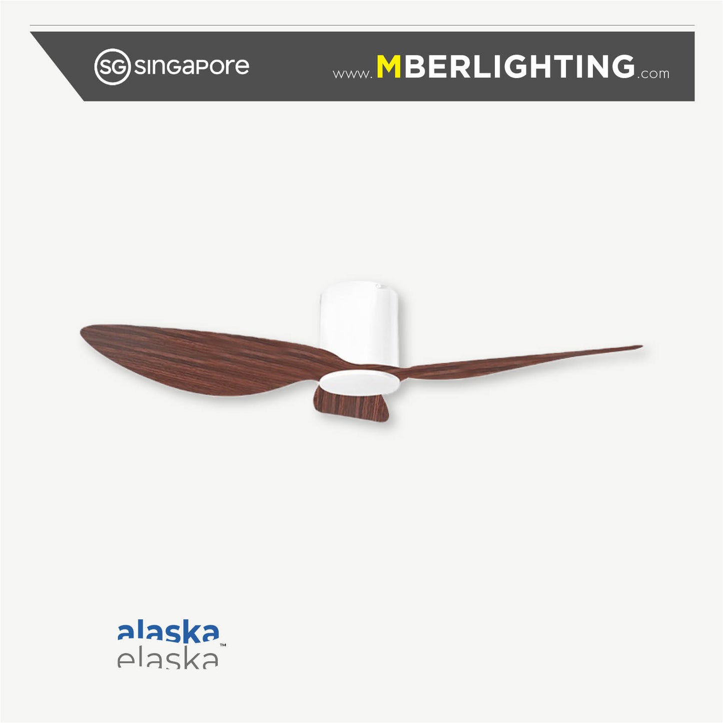 Aspen 3-blade 50" ceiling fan with dark wood tone blades and white motor body without LED