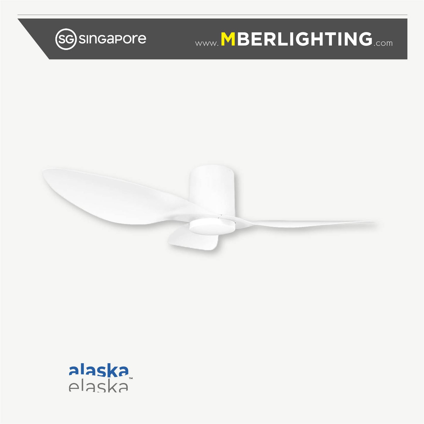 Aspen 3-blade 50" ceiling fan in full white with LED light