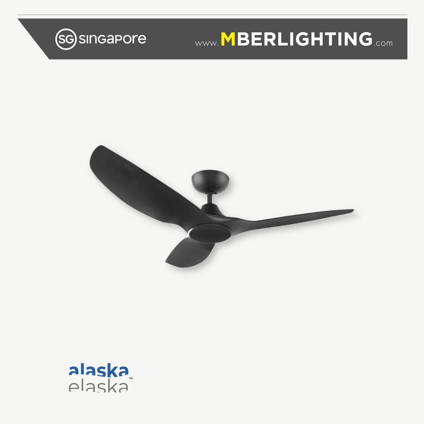 AURA 3-Blades Drop Rod Ceiling Fan BLACK