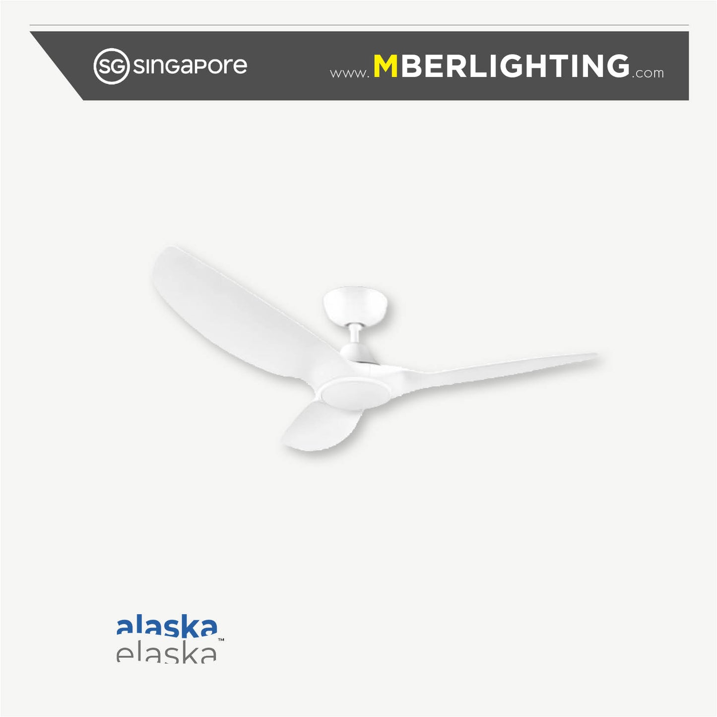 AURA 3-Blades Drop Rod Ceiling Fan WHITE