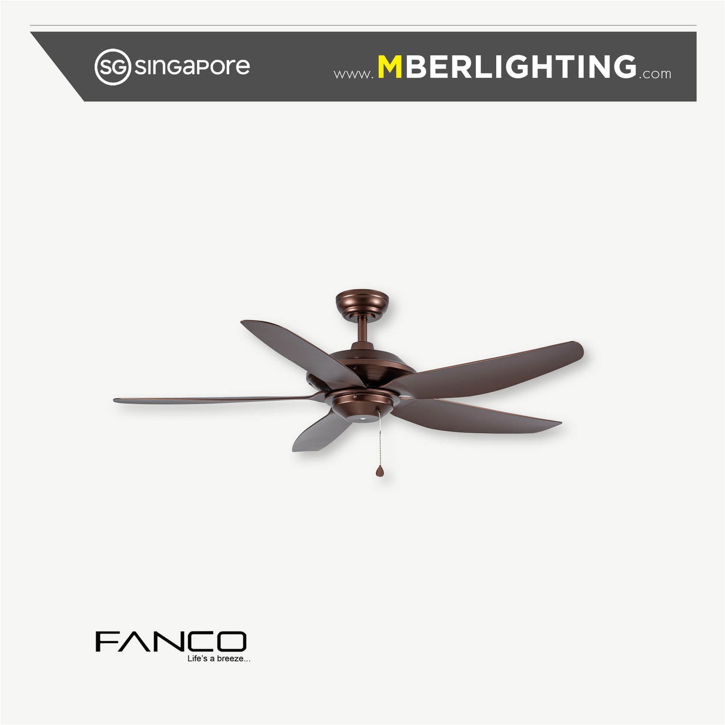 AIRTRACK PLUS 5-Blades Drop-Rod Ceiling Fan COPPER