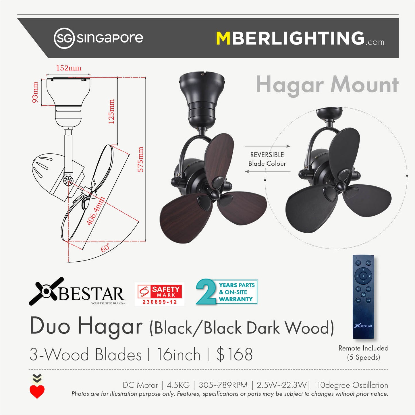 DUO Corner Fan BLACK/DARK WOOD