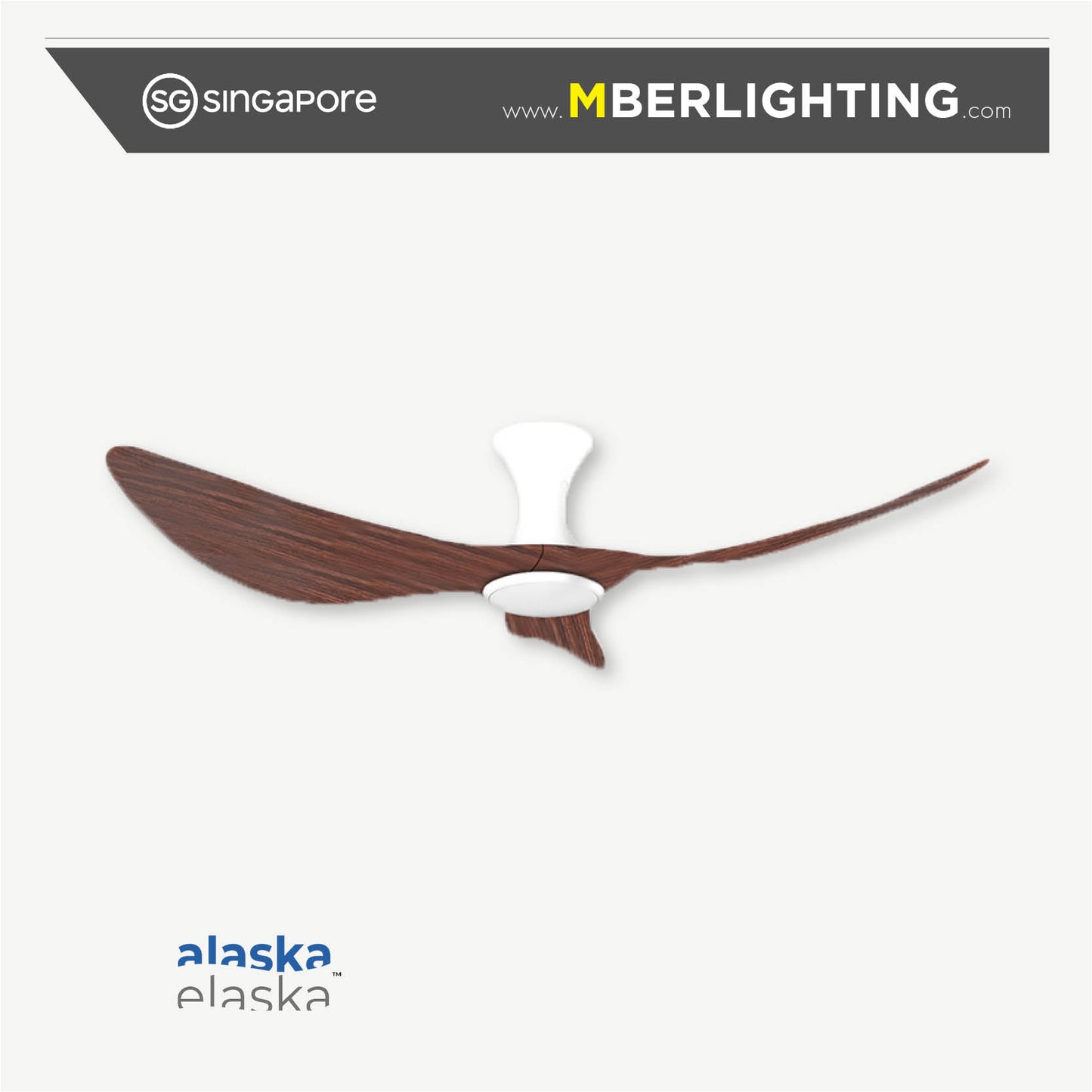 BuraH CuraH 3-Blades Hugger Ceiling Fan DARK WOOD