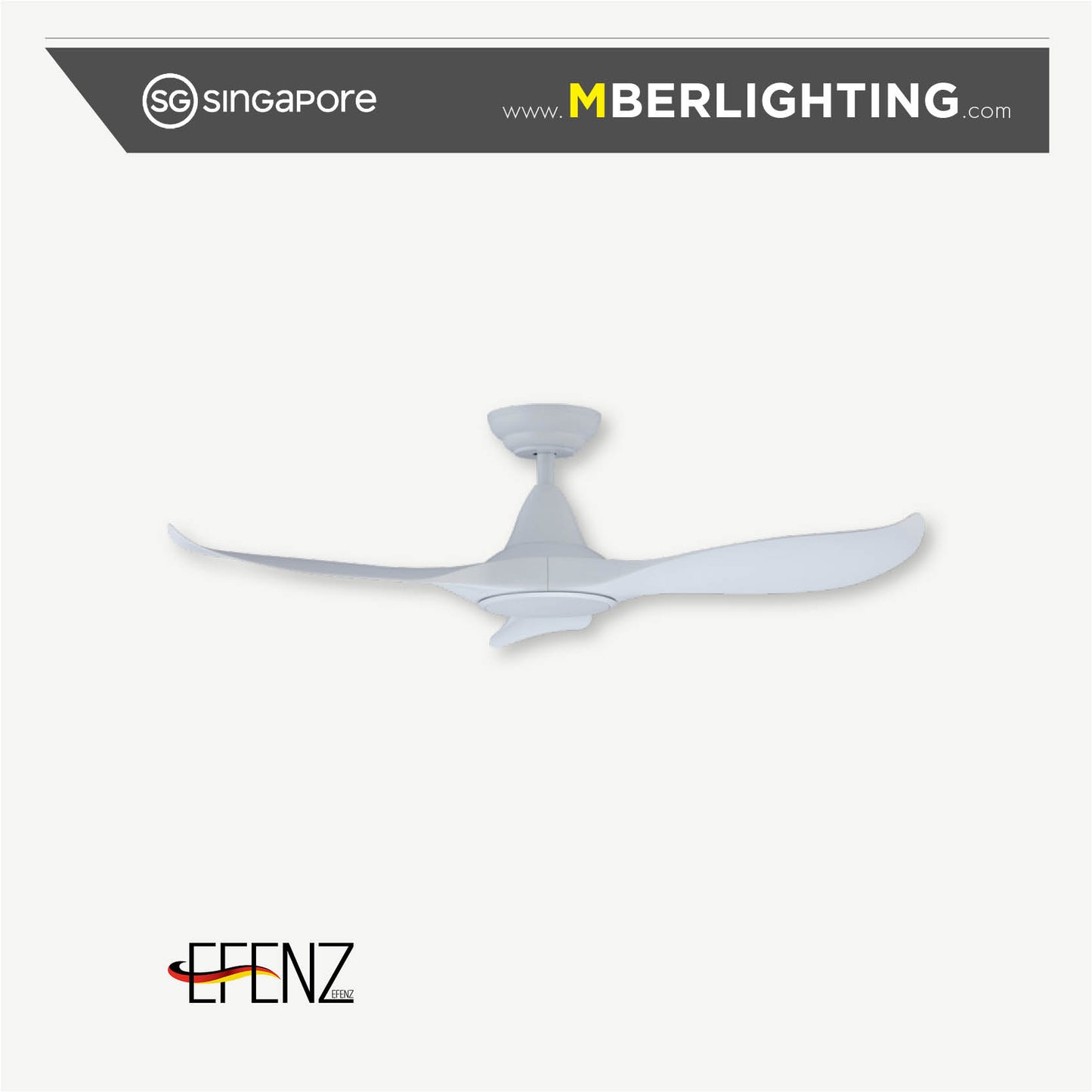 EFENZ 3-Blade Drop-Rod Ceiling Fan WHITE