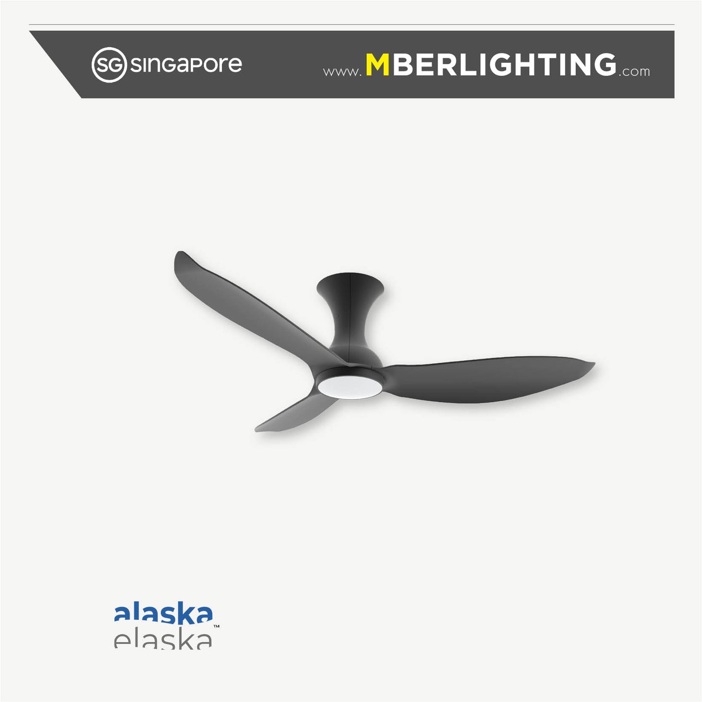 EVORA-JETT 52" ceiling fan in full black with LED light kit