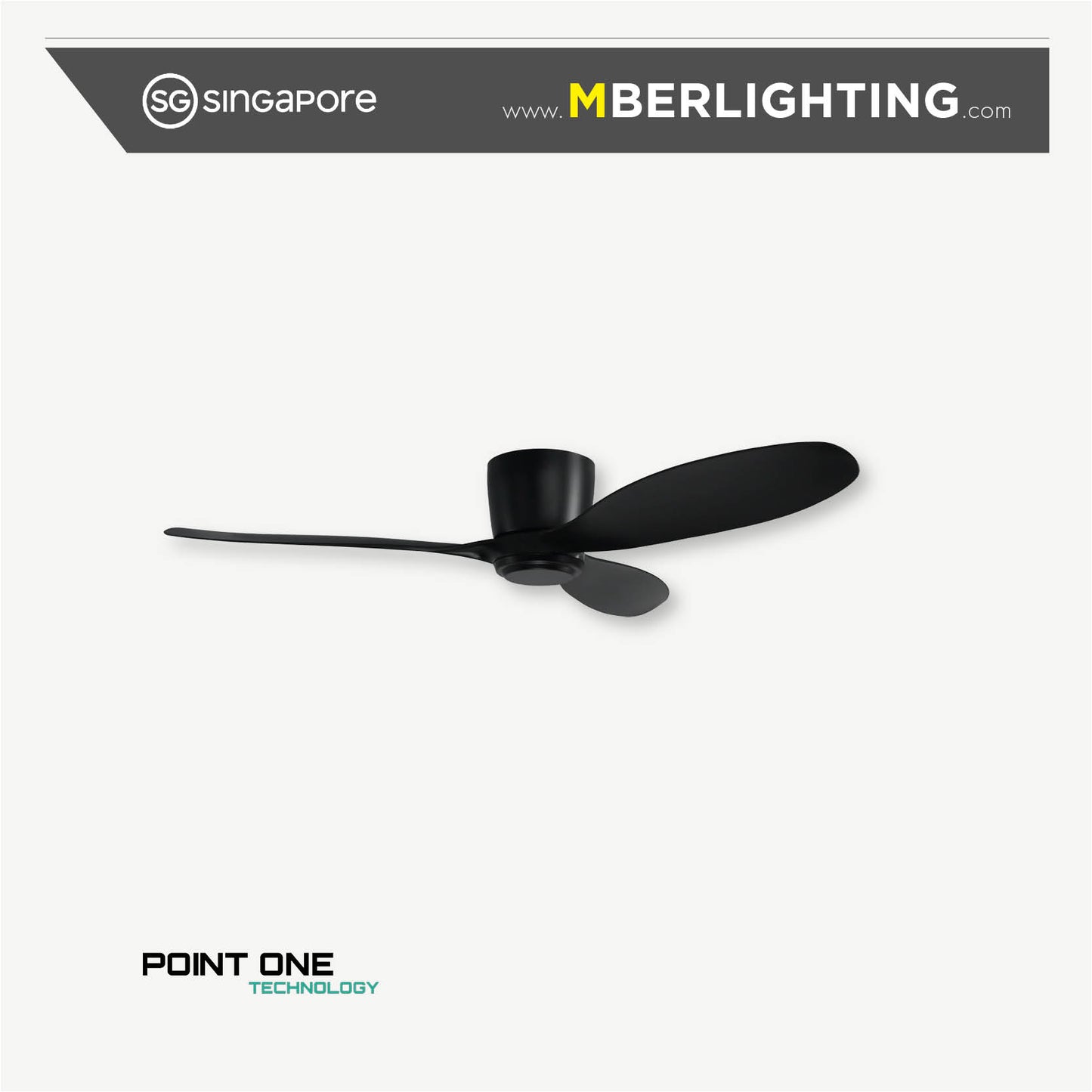 F63 PZERO 3-Blades Hugger Ceiling Fan BLACK