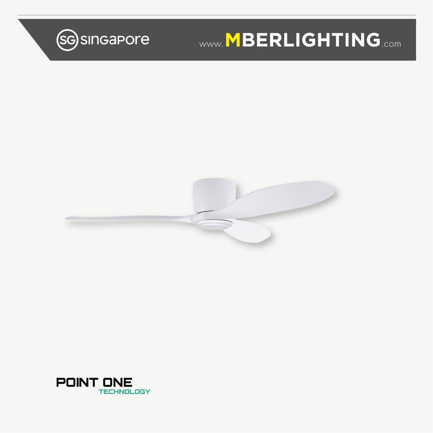 F63 PZERO 3-Blades Hugger Ceiling Fan WHITE