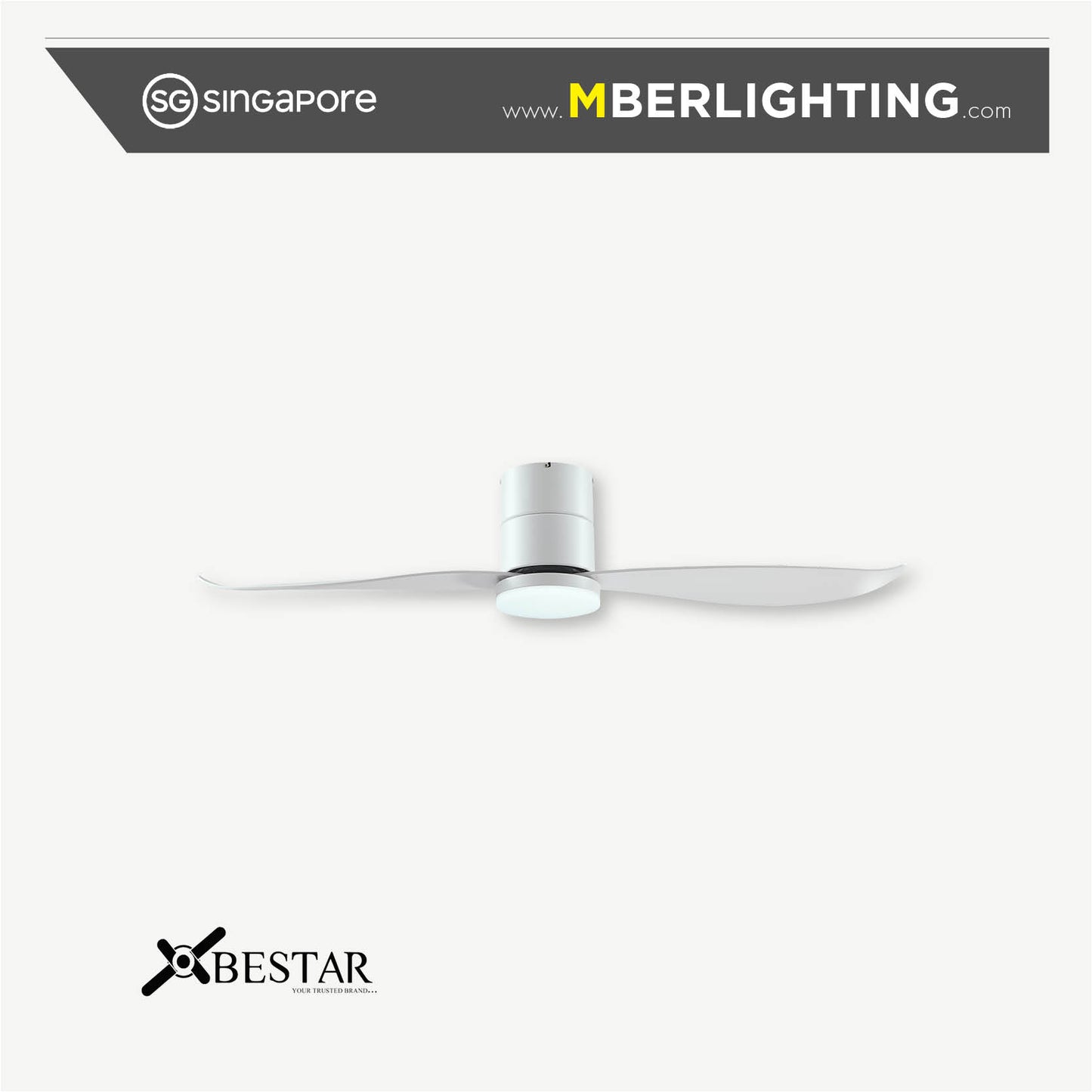 FALCON 2-Blades Hugger Ceiling Fan WHITE