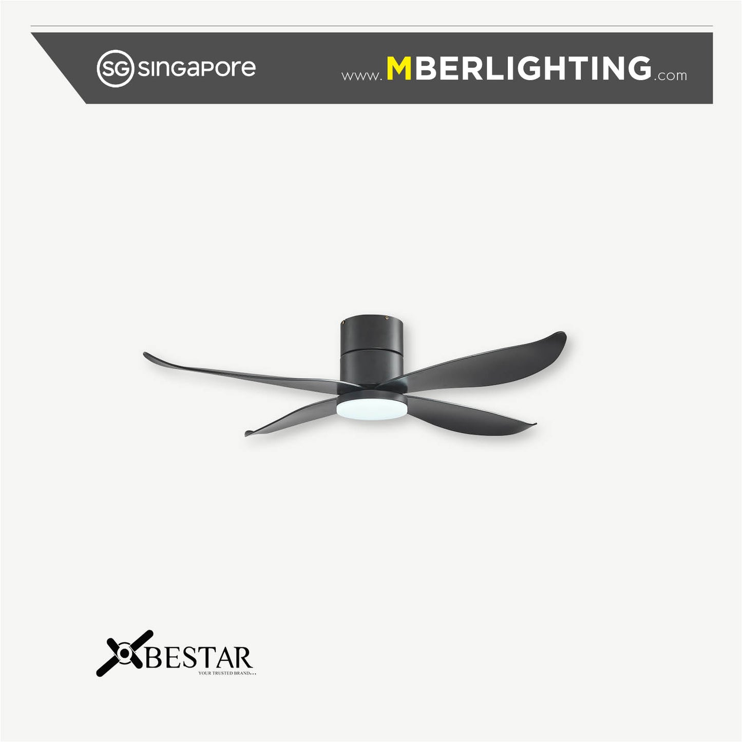 FALCON 4-Blades Hugger Ceiling Fan BLACK