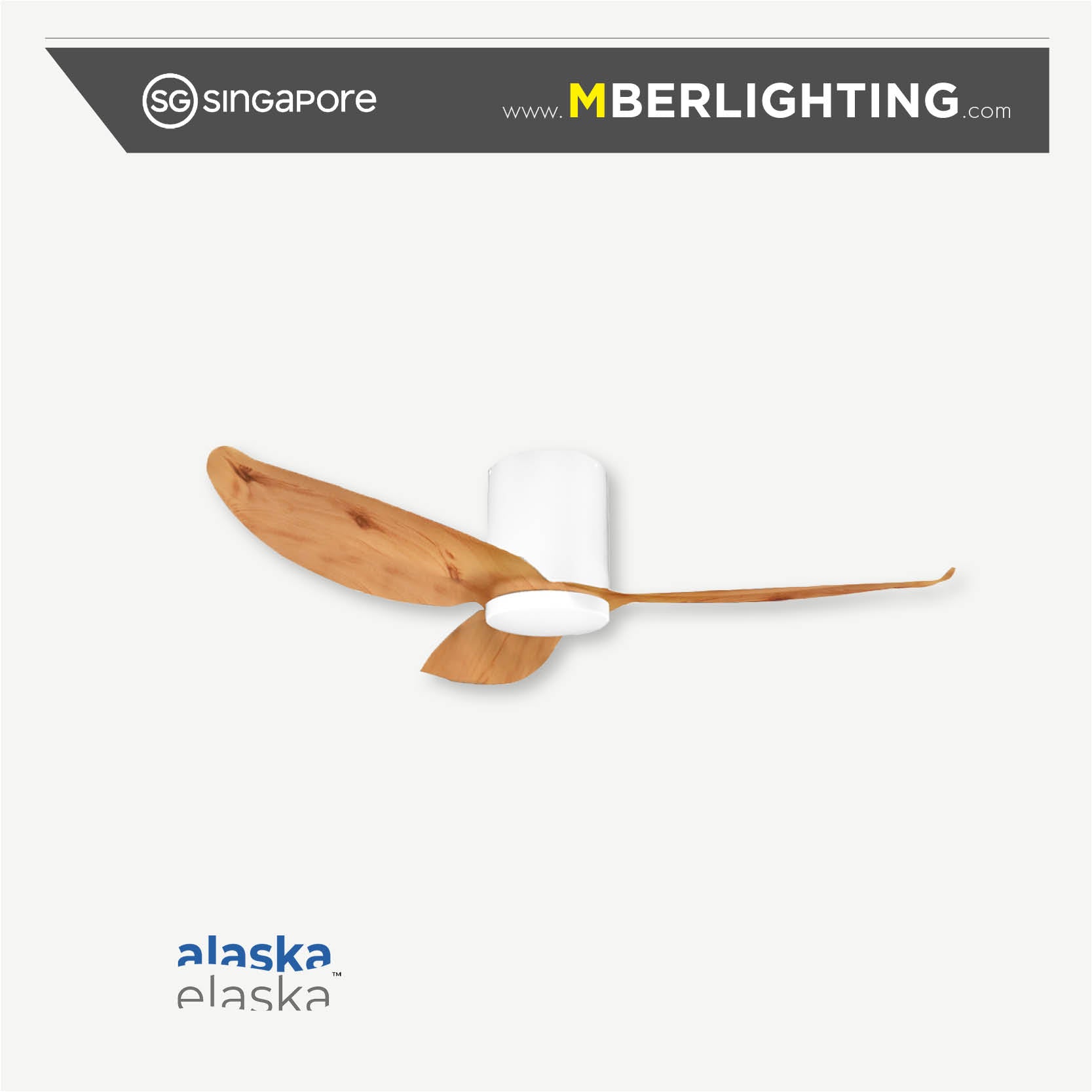 FERN 3-Blades Hugger Ceiling Fan LIGHT WOOD