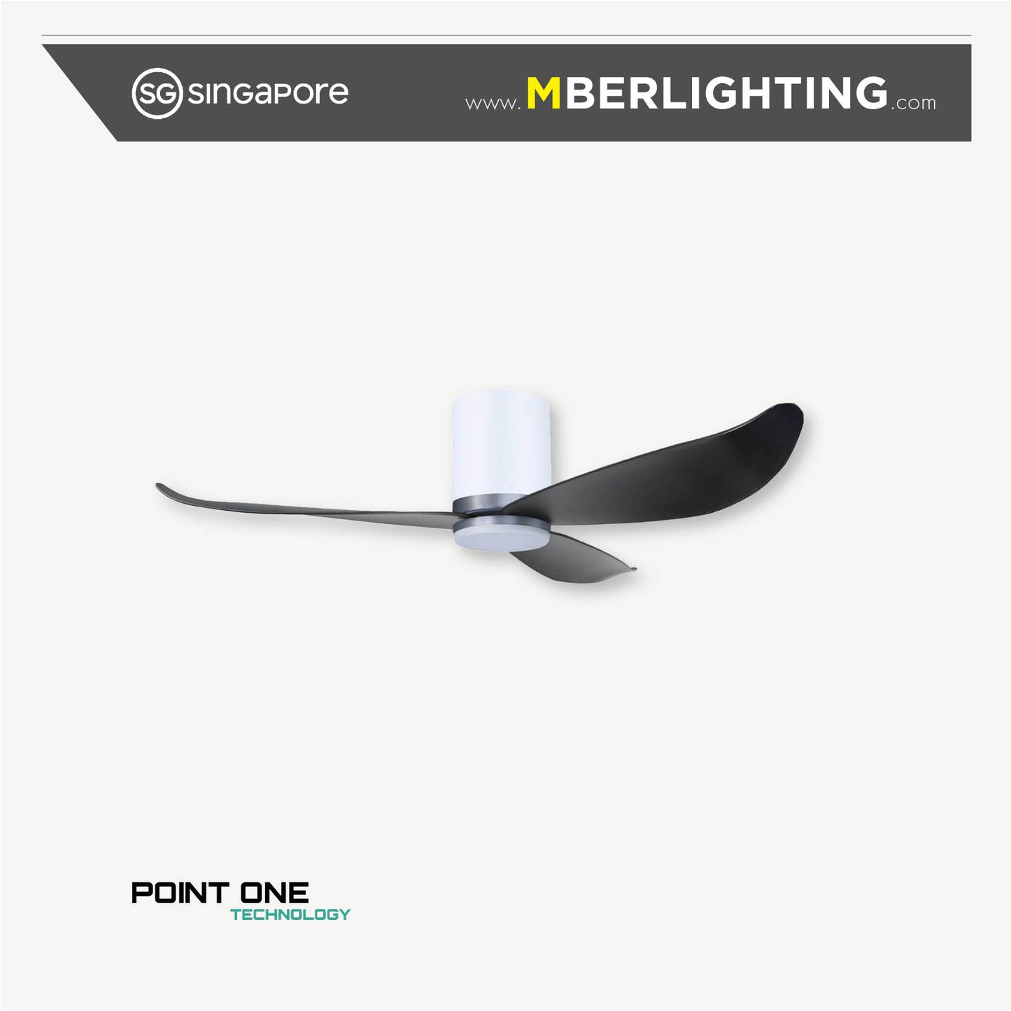 GUST 01 3-Blades Hugger Ceiling Fan BLACK with Light