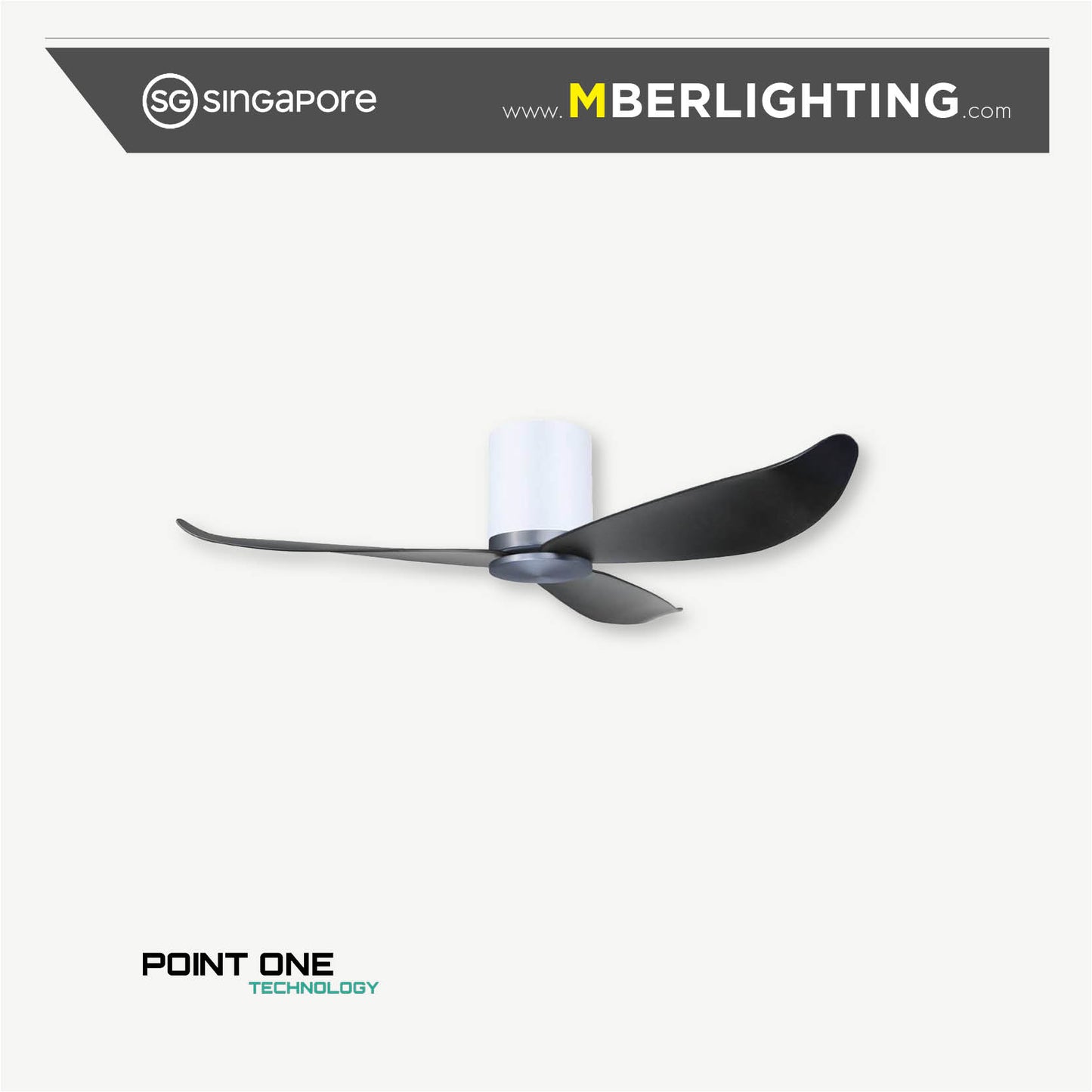 GUST 01 3-Blades Hugger Ceiling Fan BLACK