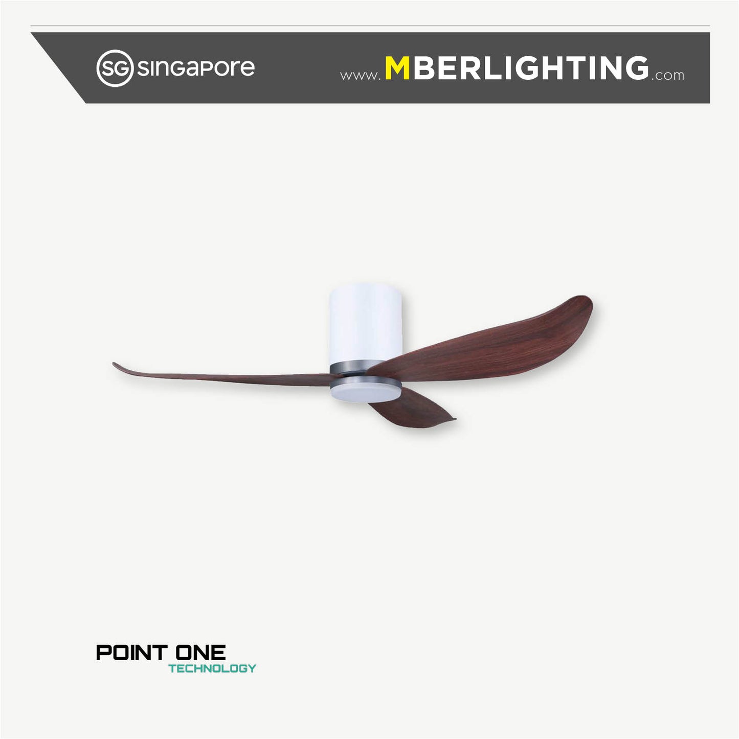GUST 01 3-Blades Hugger Ceiling Fan CHERRYWOOD with Light