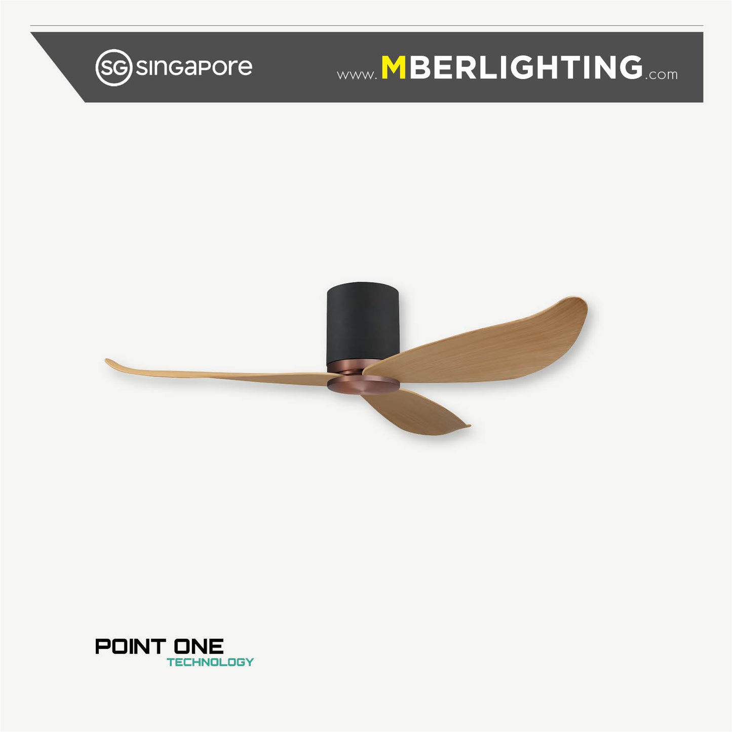 GUST 01 3-Blades Hugger Ceiling Fan TIMBER