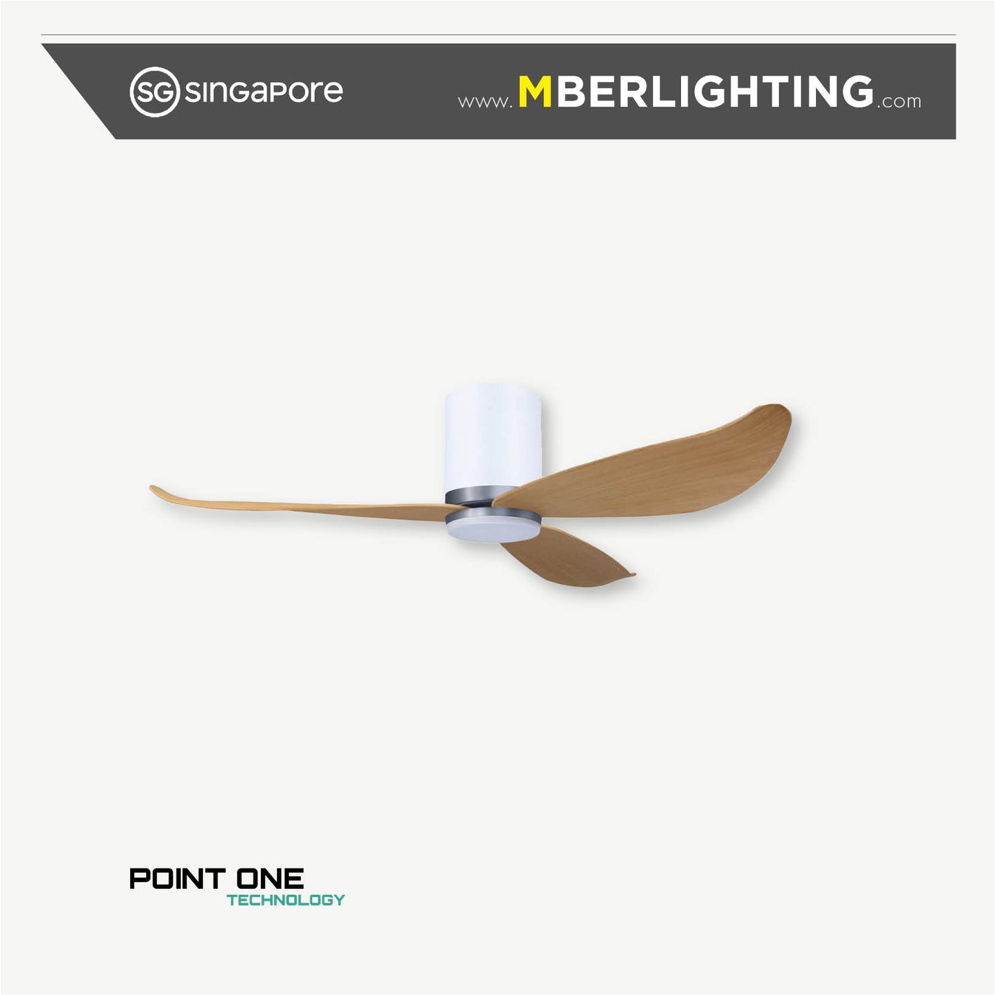 GUST 01 3-Blades Hugger Ceiling Fan TIMBER with Light