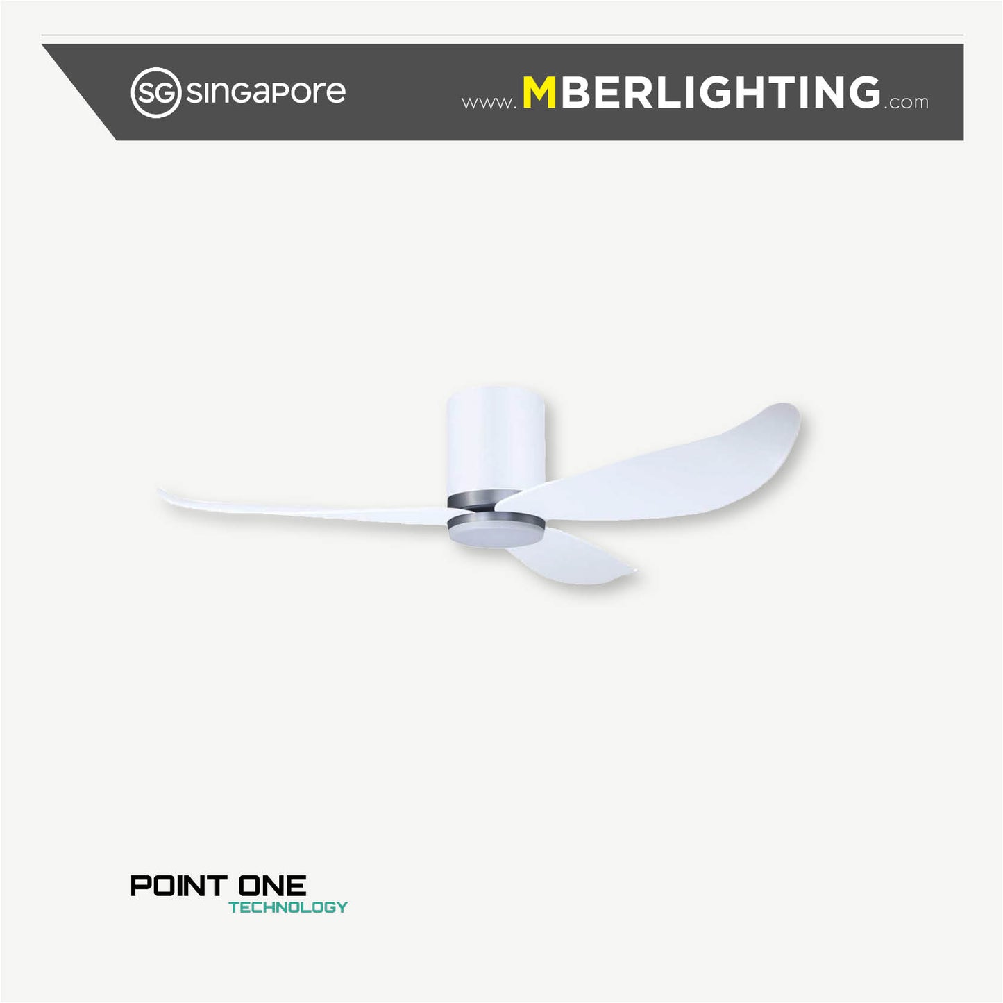 GUST 01 3-Blades Hugger Ceiling Fan WHITE with Light