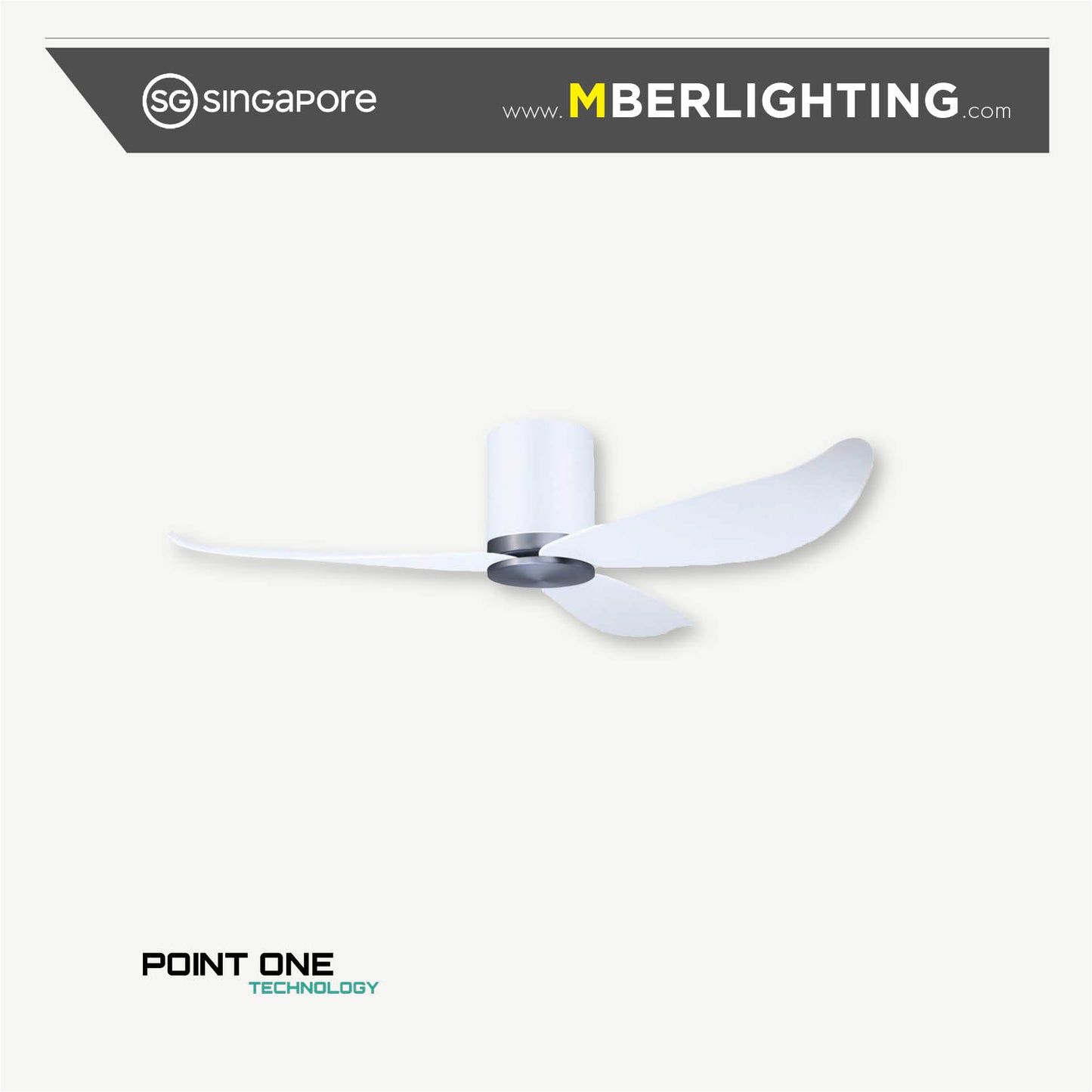 GUST 01 3-Blades Hugger Ceiling Fan WHITE