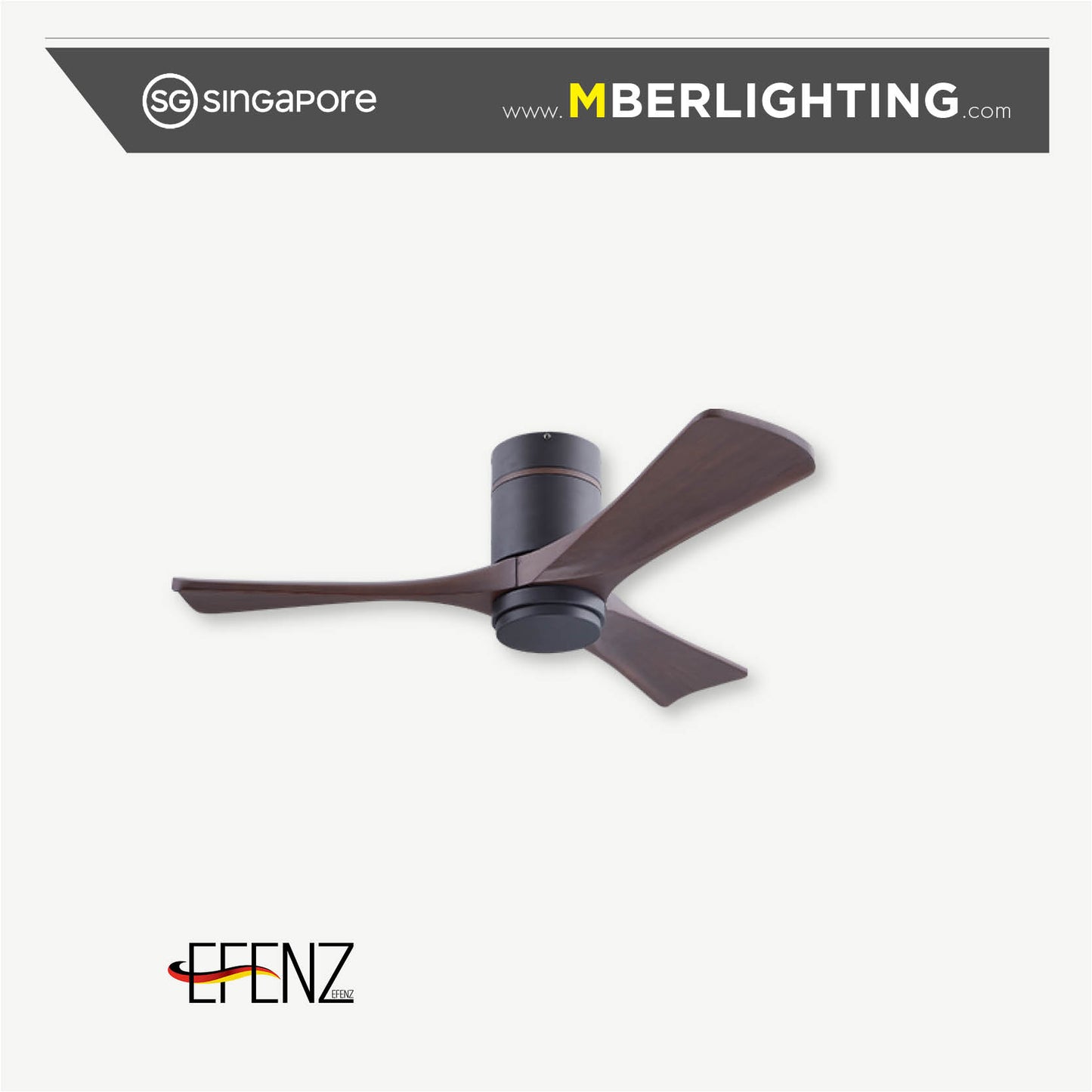 HERMESTAR 3-Blade Hugger Ceiling Fan BLACK DUTCH COCOA