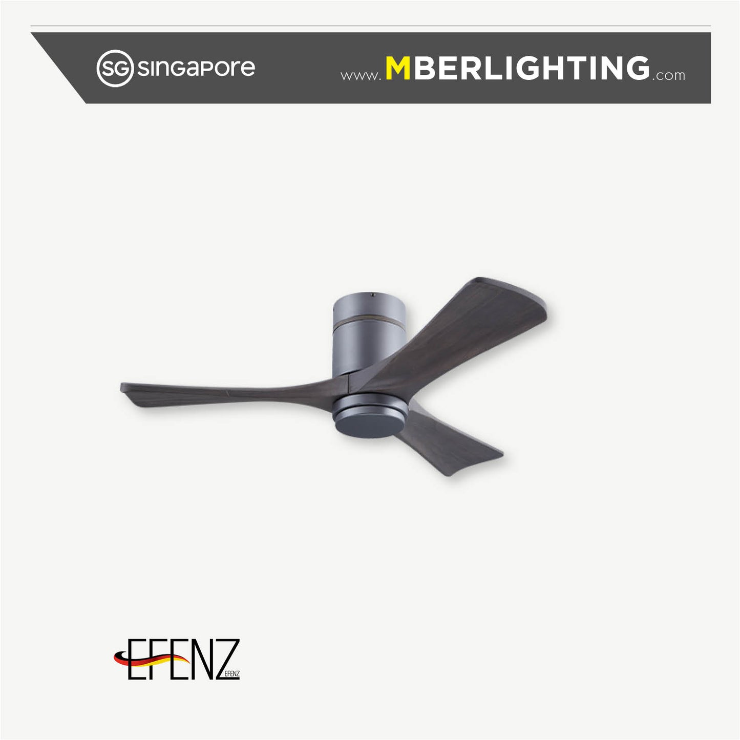 HERMESTAR 3-Blade Hugger Ceiling Fan TITANIUM GREY