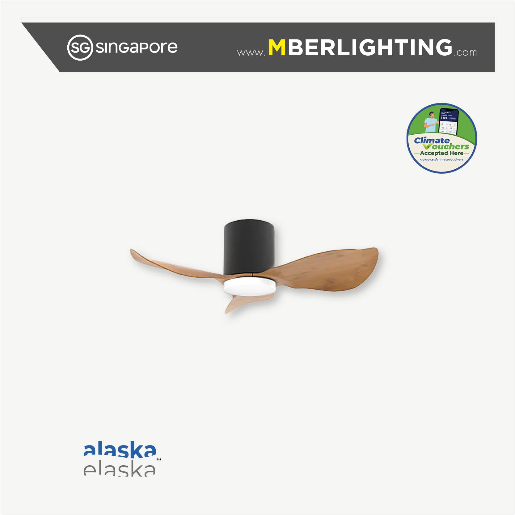 HYDSEN 3-Blades Hugger Ceiling Fan PARQUET