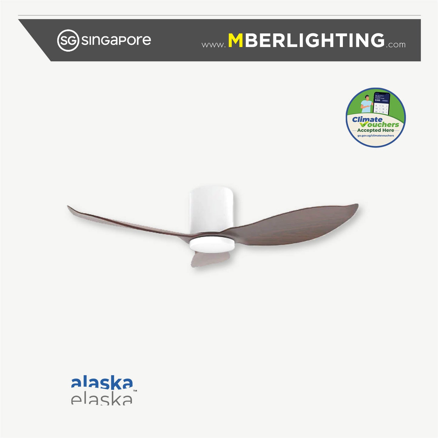 HYDSEN 3-Blades Hugger Ceiling Fan DARK WOOD