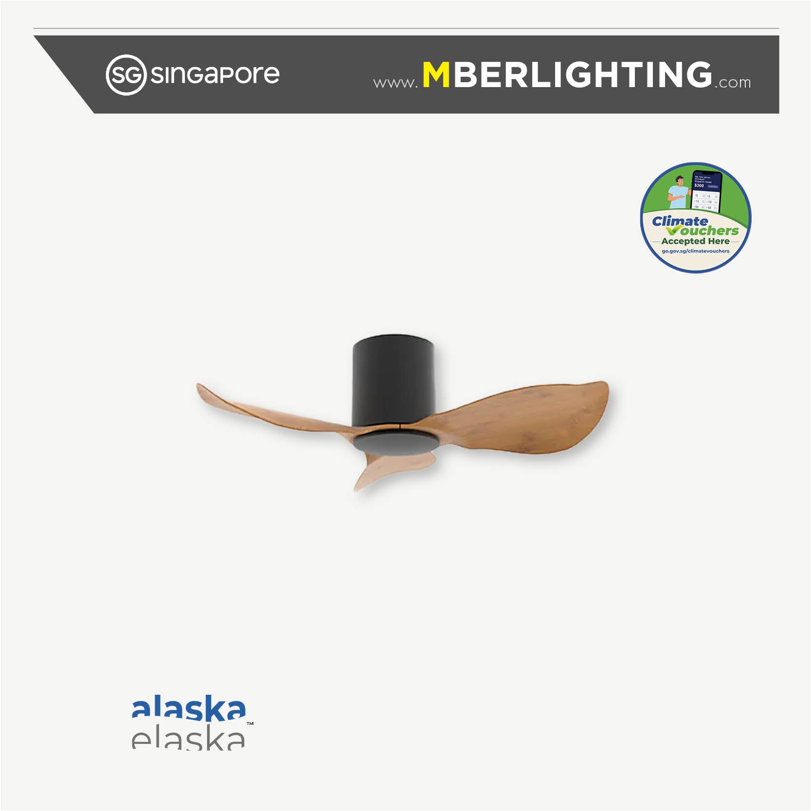 HYSON 3-Blades Hugger Ceiling Fan PARQUET