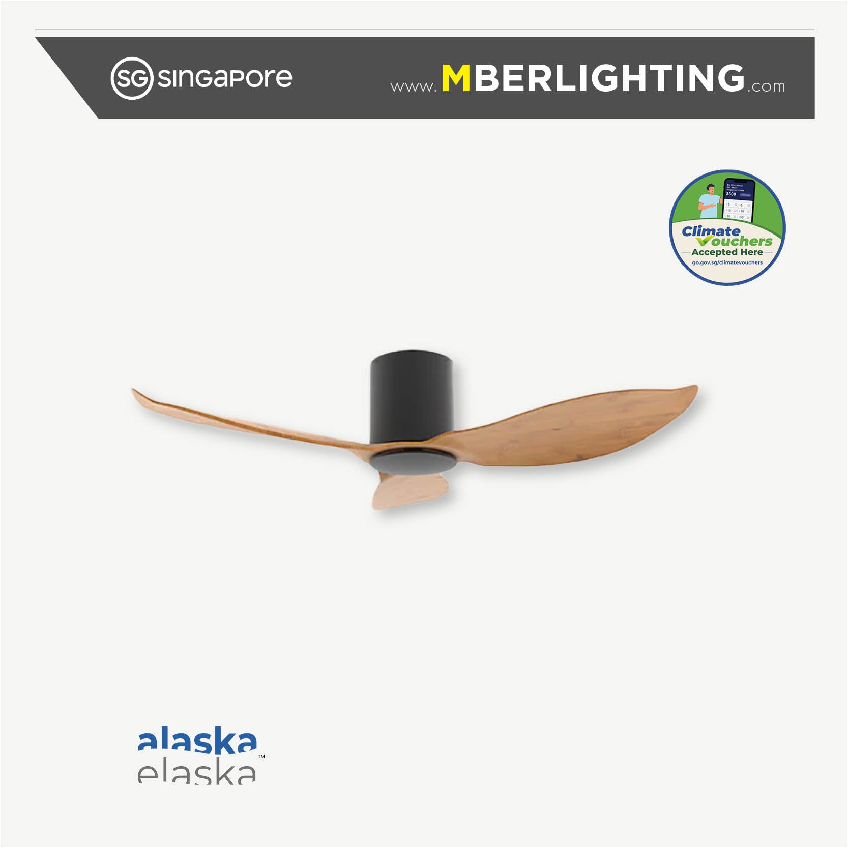 HYSON 3-Blades Hugger Ceiling Fan PARQUET