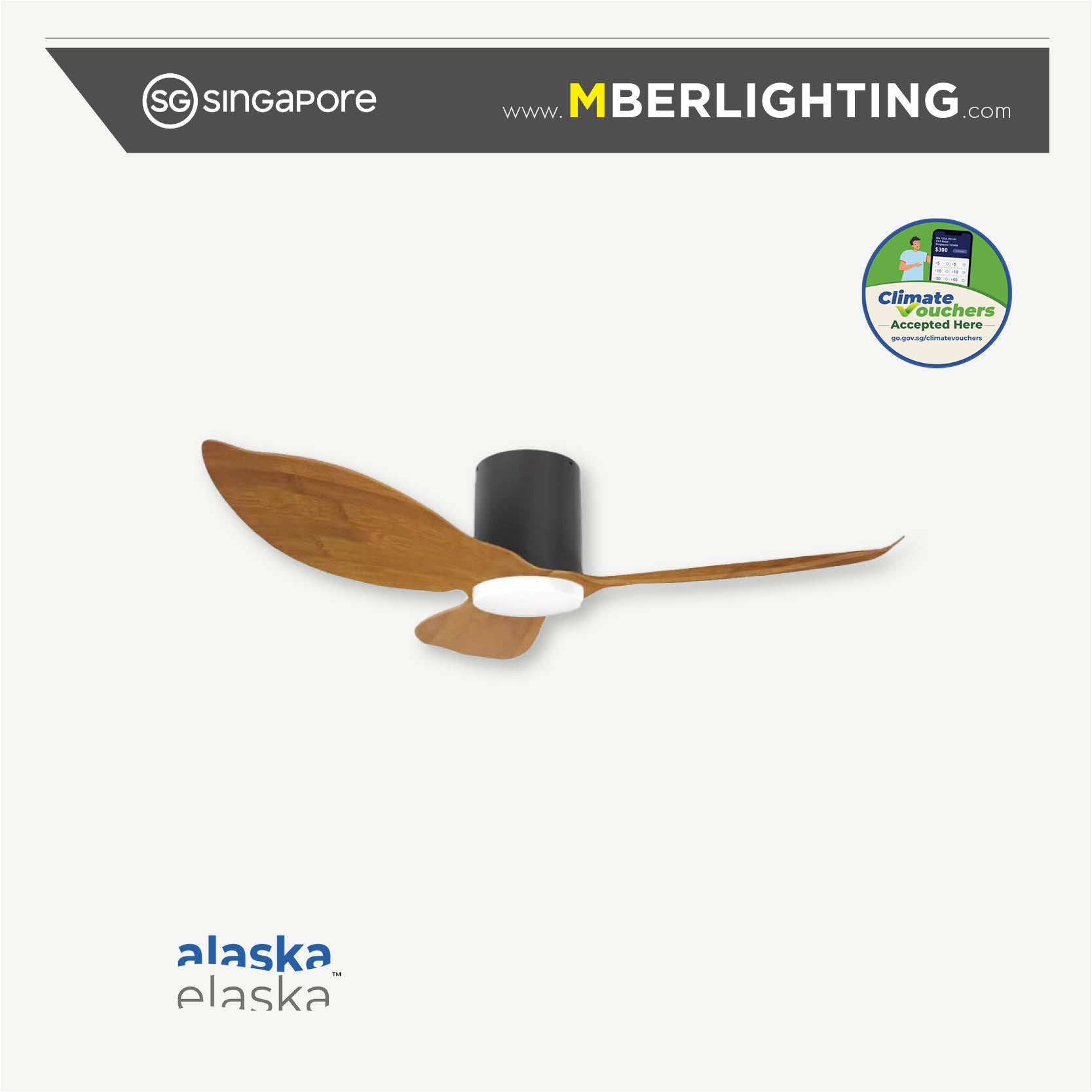 HYSON 3-Blades Hugger Ceiling Fan PARQUET