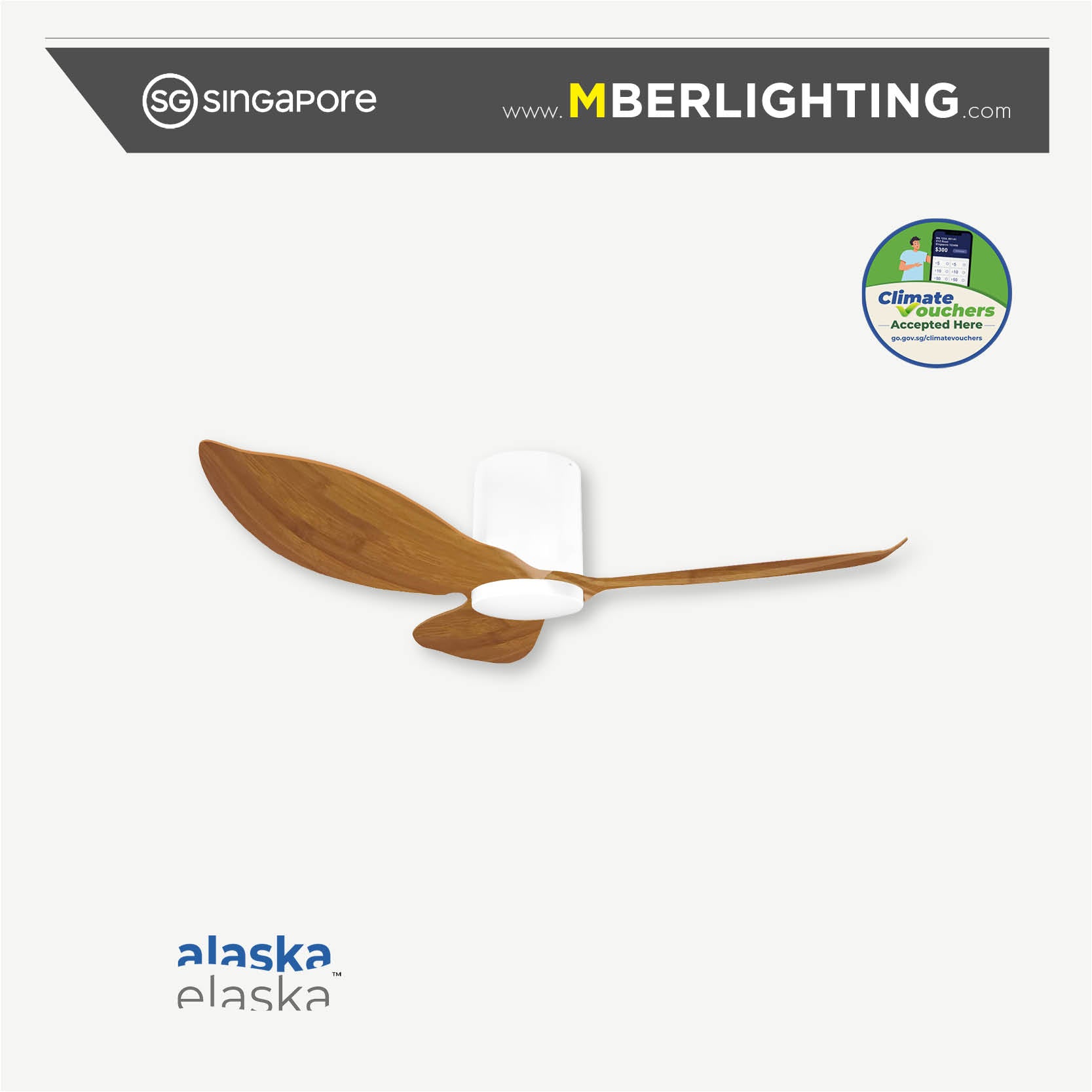 HYSON 3-Blades Hugger Ceiling Fan PARQUET