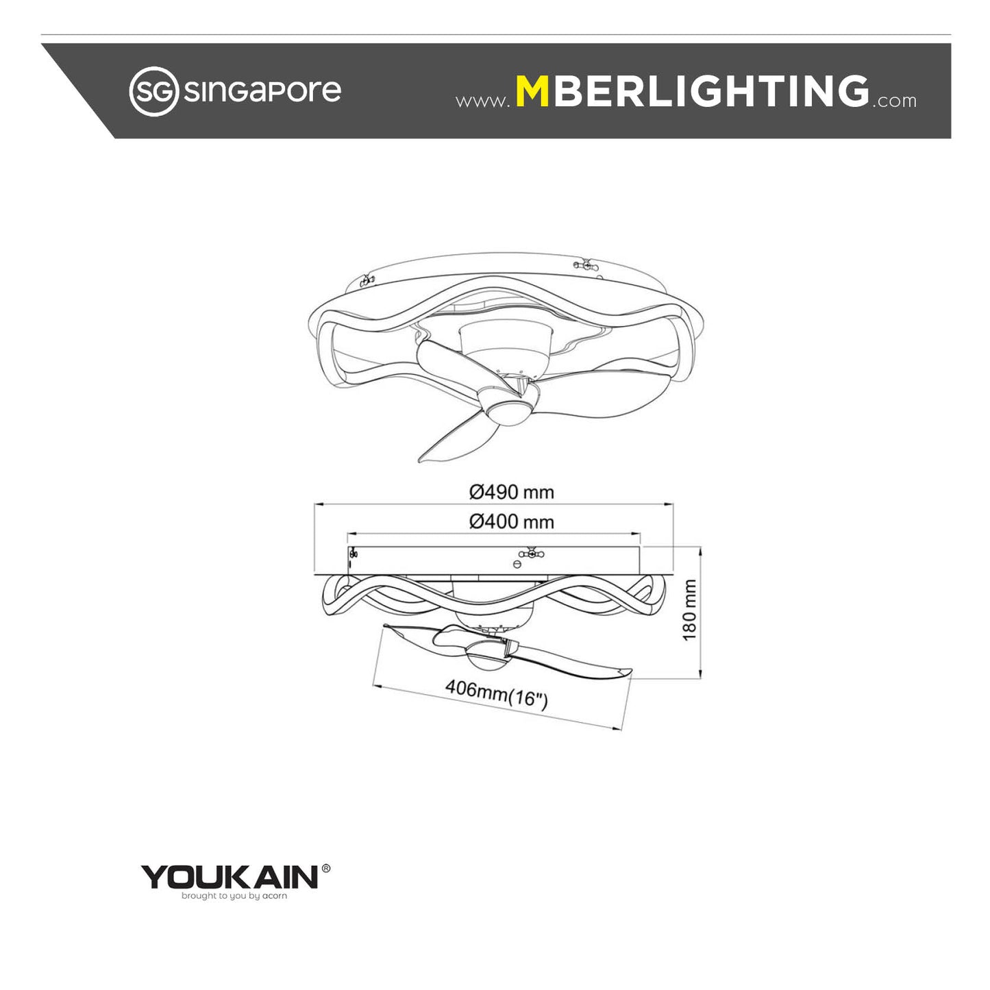 LUMINARY YJ-1001 Ceiling Light with Air Circulator