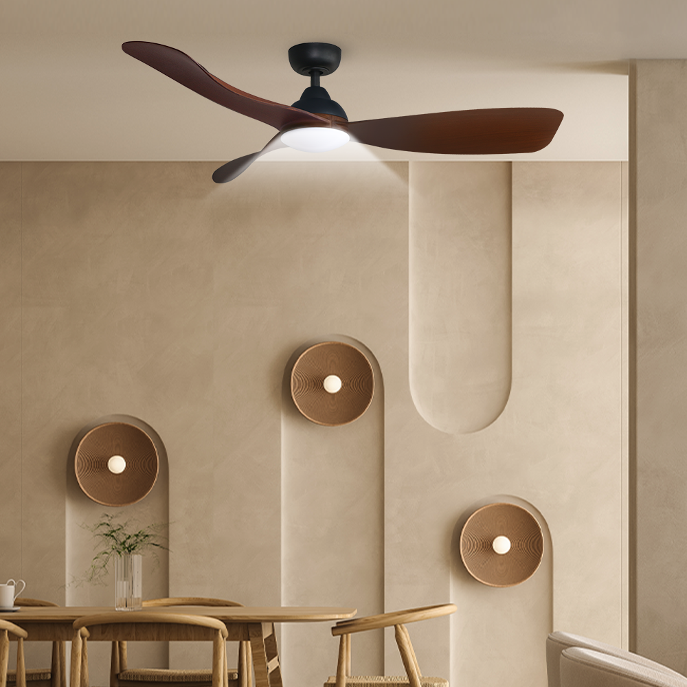MILI 3-Blades Drop Rod Ceiling Fan WALNUT
