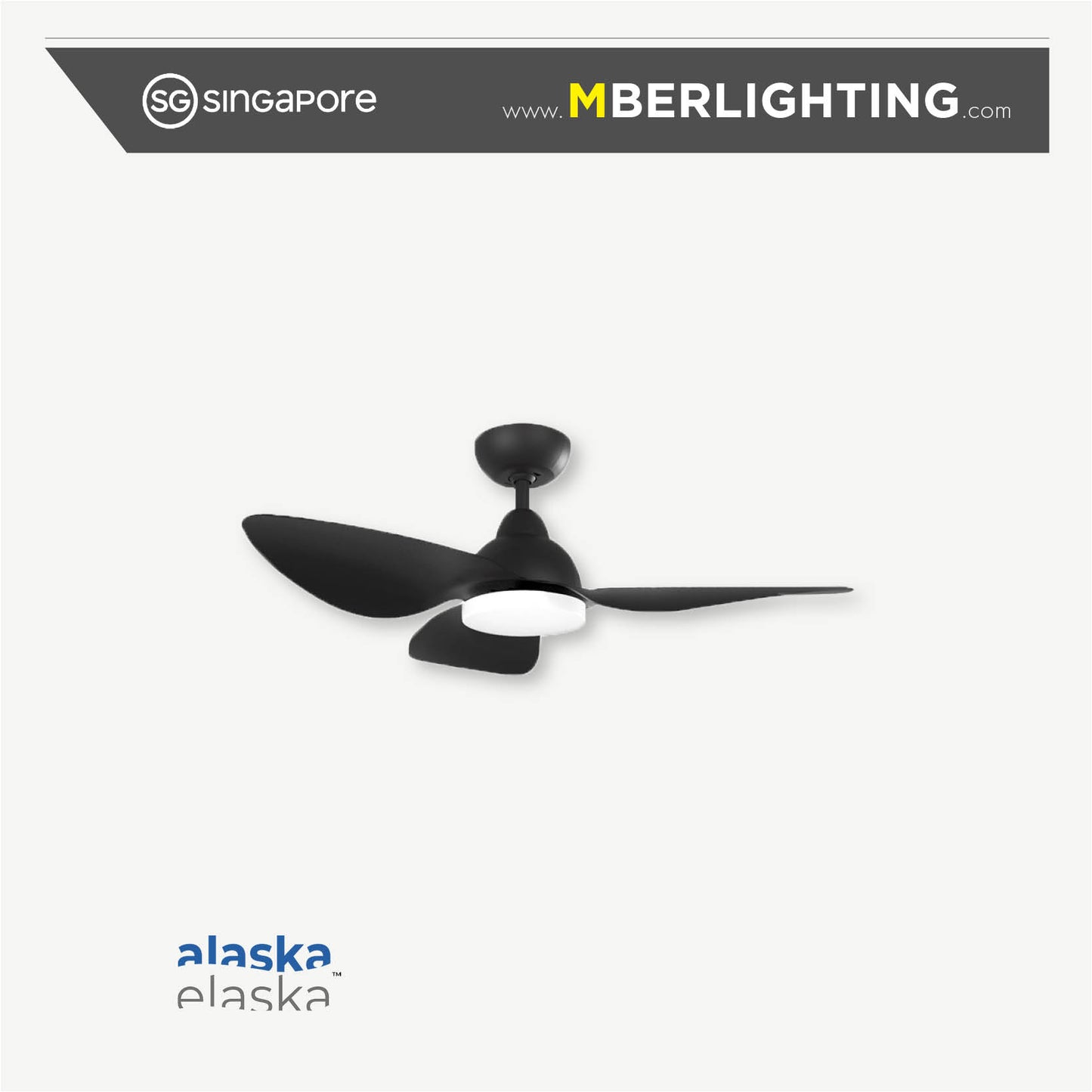 OPAL 3-Blades Drop Rod Ceiling Fan BLACK