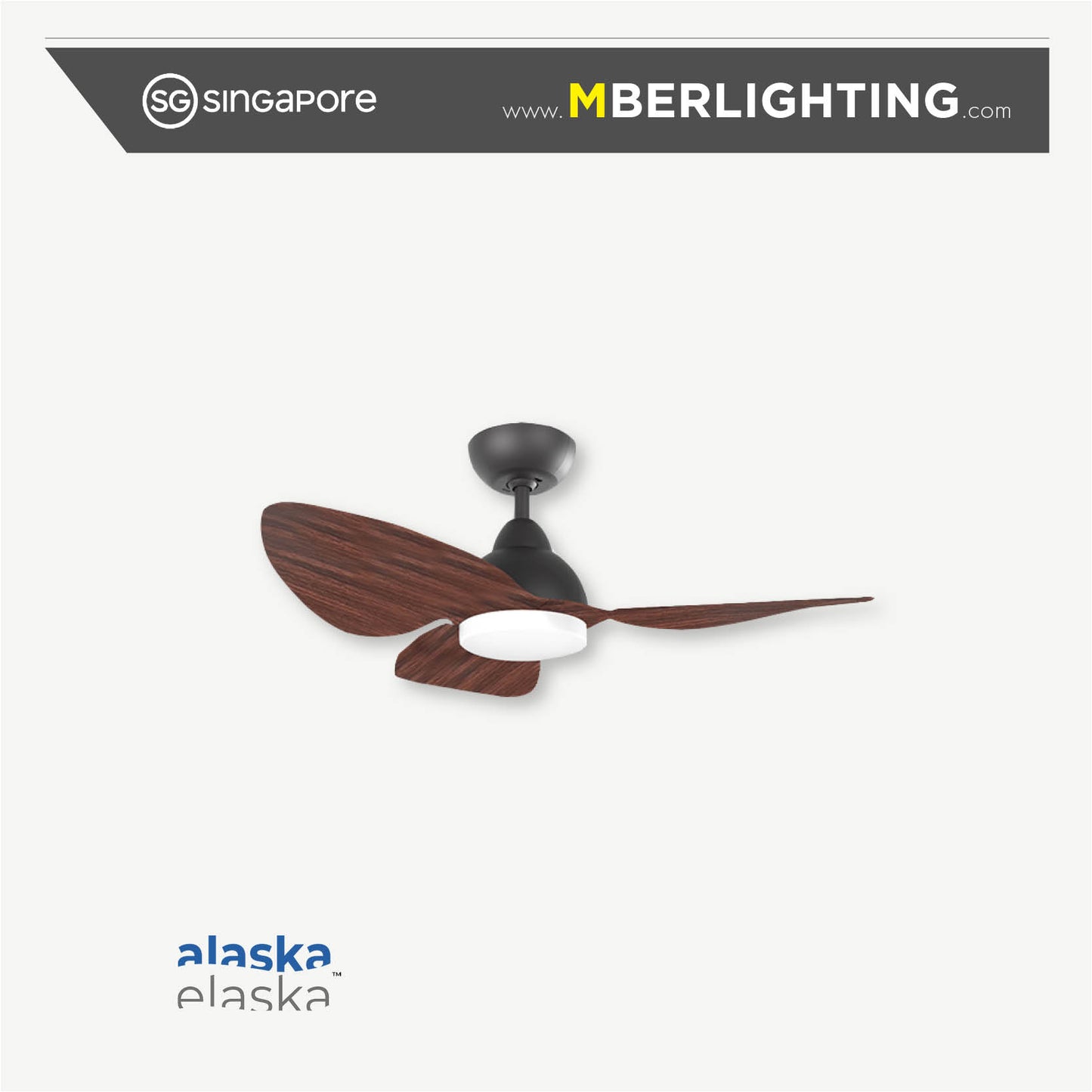 OPAL 3-Blades Drop Rod Ceiling Fan DARK WOOD