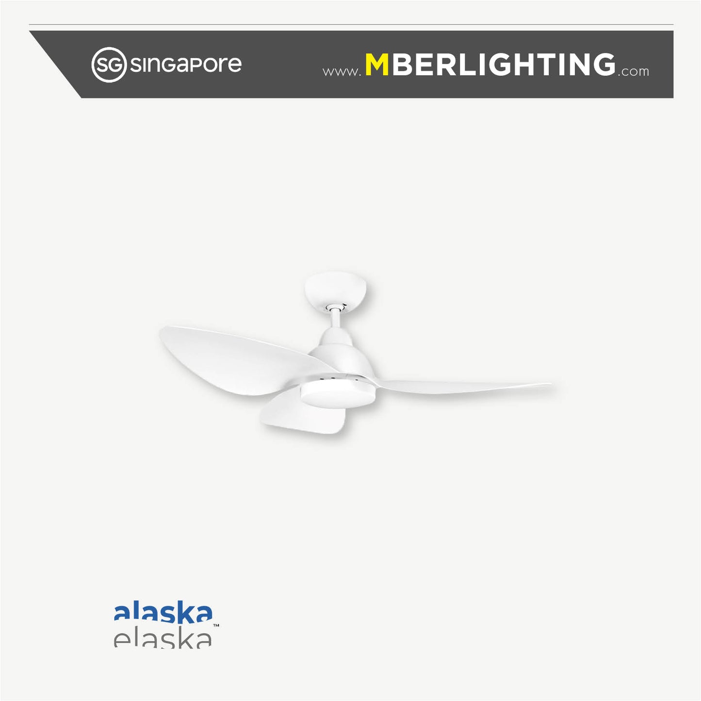 OPAL 3-Blades Drop Rod Ceiling Fan WHITE