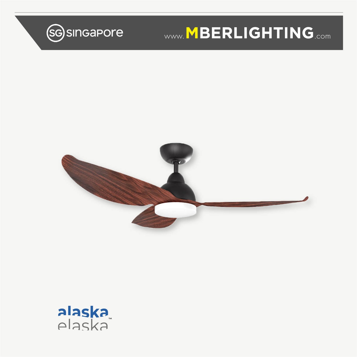 PEARL 3-Blades Drop Rod Ceiling Fan DARK WOOD