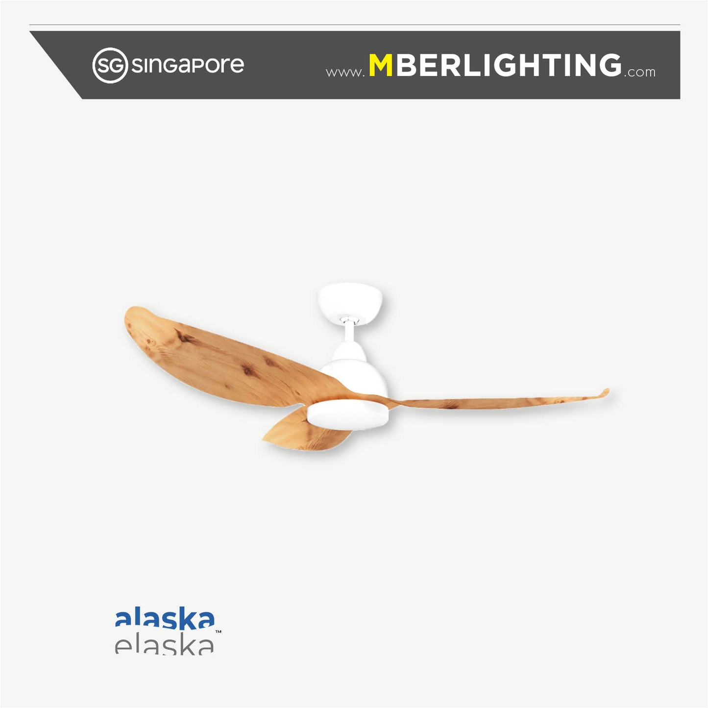 PEARL 3-Blades Drop Rod Ceiling Fan LIGHT WOOD