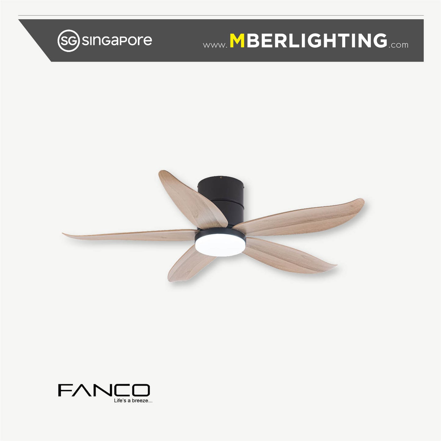 RITO5 5-Blades Hugger Ceiling Fan BLACK PINE