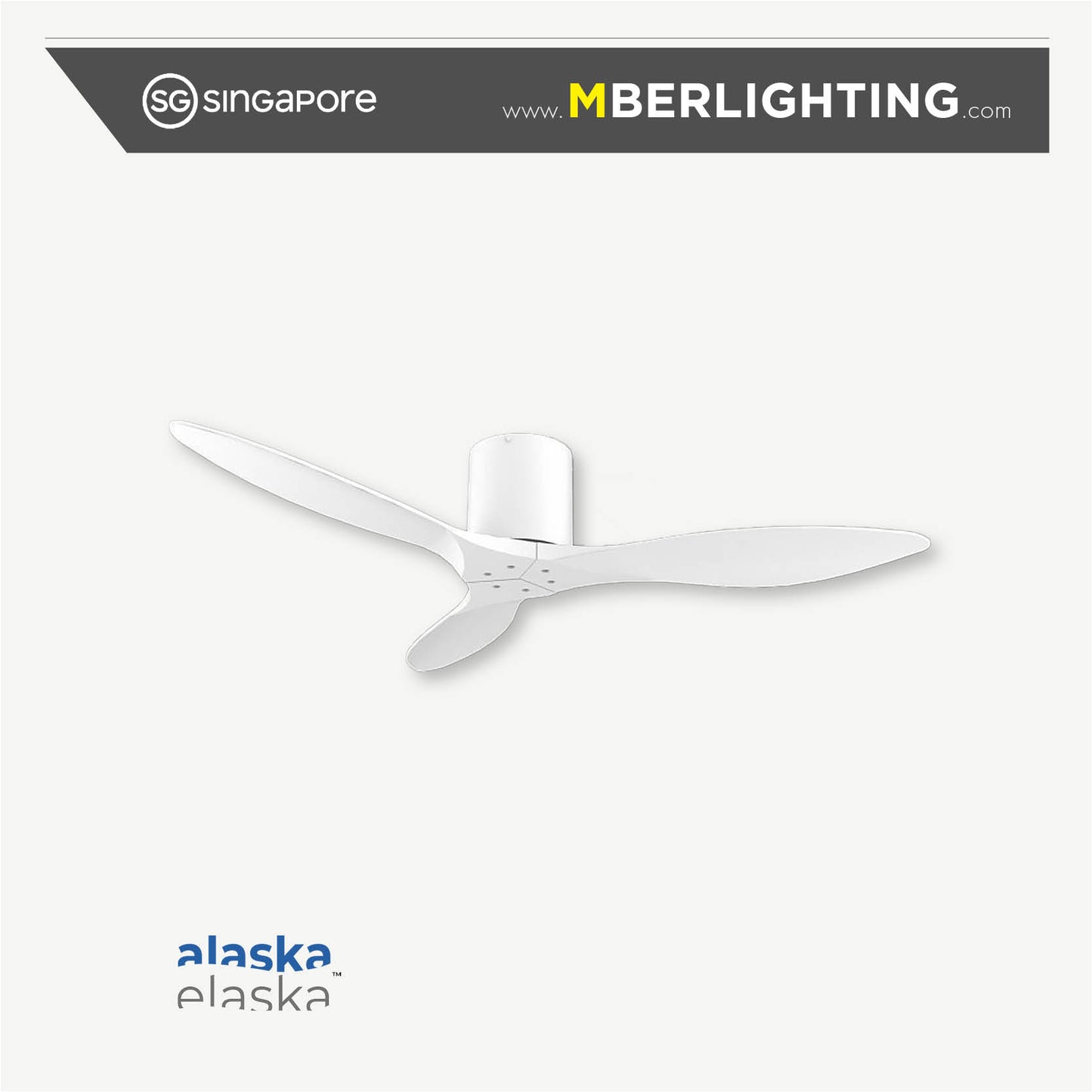 eBEY7 3-Blades Hugger Ceiling Fan WHITE