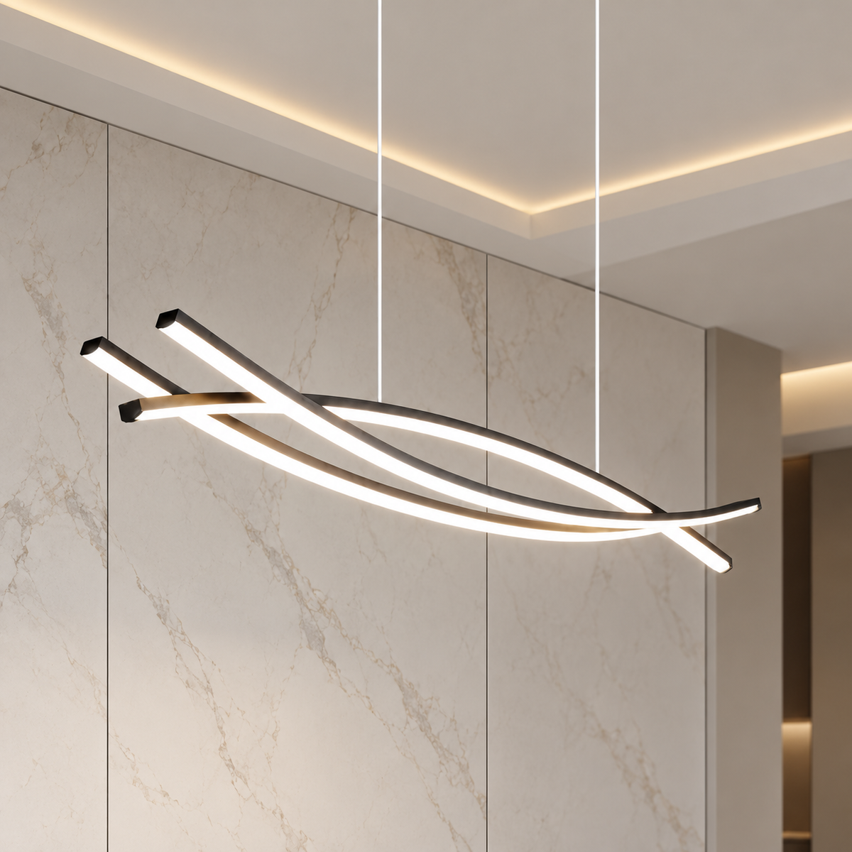Wavy Geometric LED Hanging Light