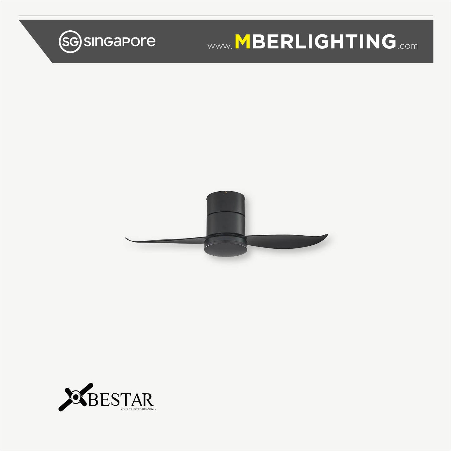 FALCON 2-Blades Hugger Ceiling Fan BLACK
