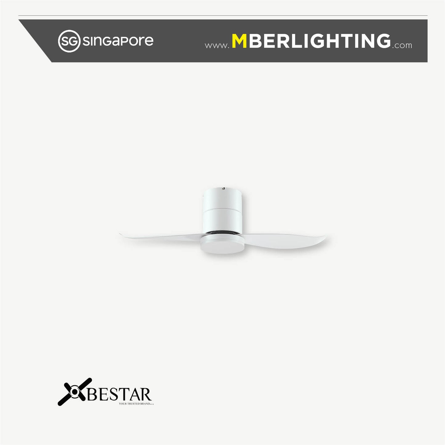 FALCON 2-Blades Hugger Ceiling Fan WHITE