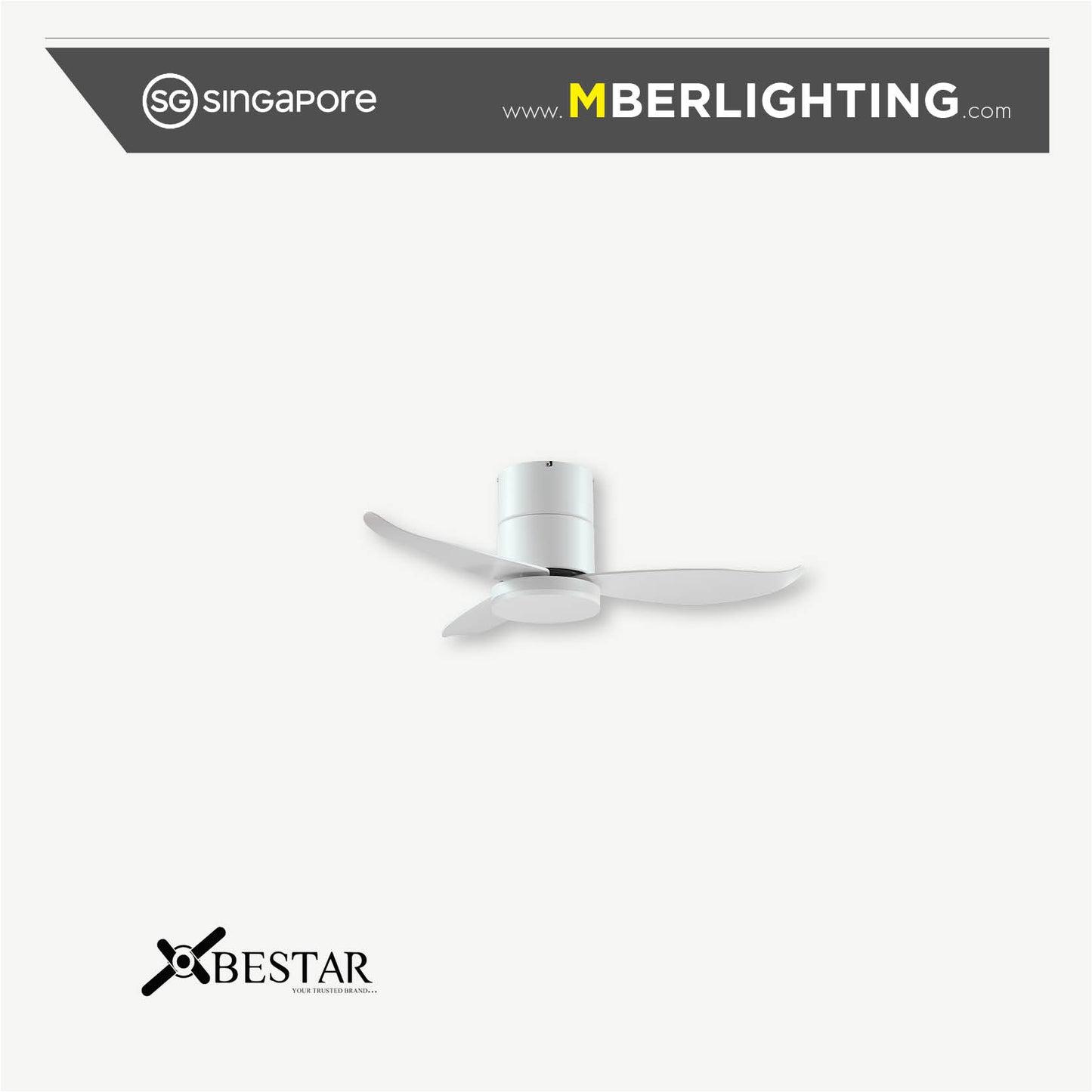 FALCON 3-Blades Hugger Ceiling Fan WHITE