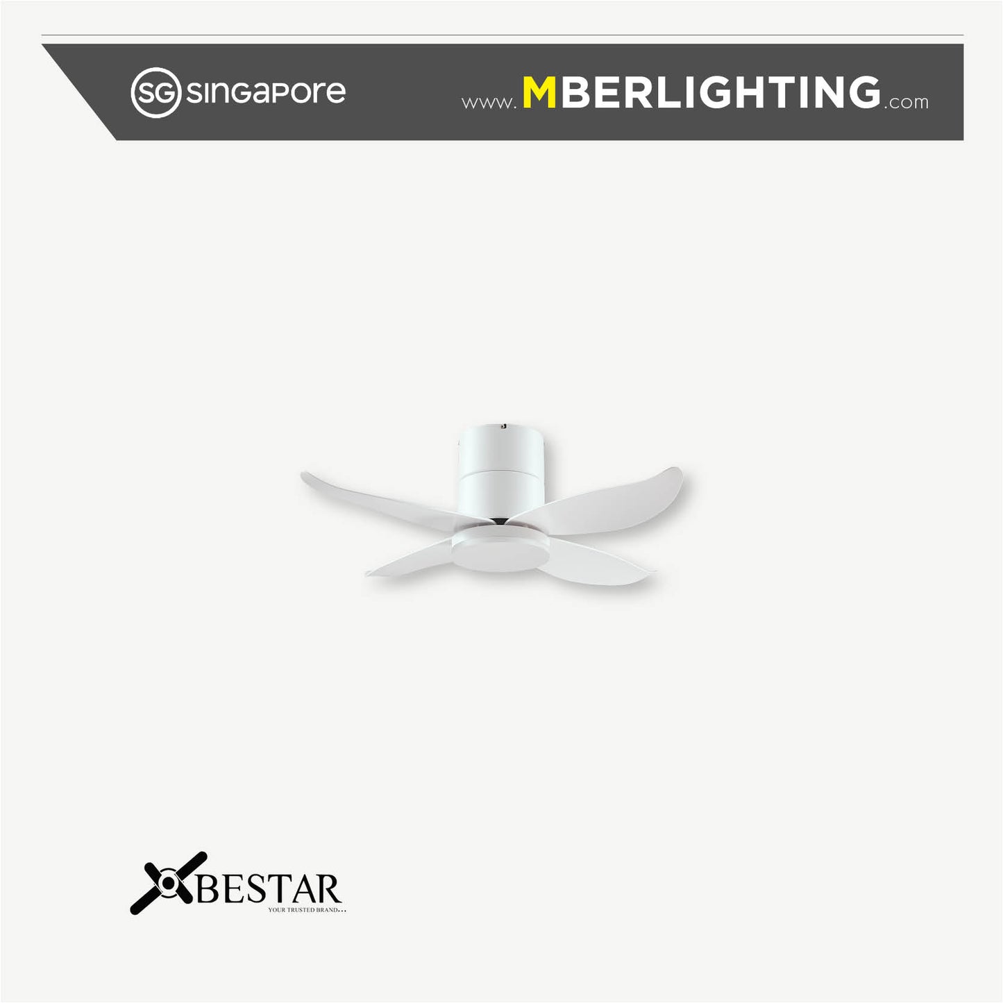 FALCON 4-Blades Hugger Ceiling Fan WHITE