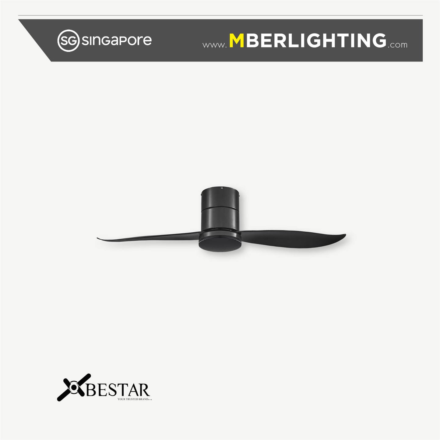 FALCON 2-Blades Hugger Ceiling Fan BLACK
