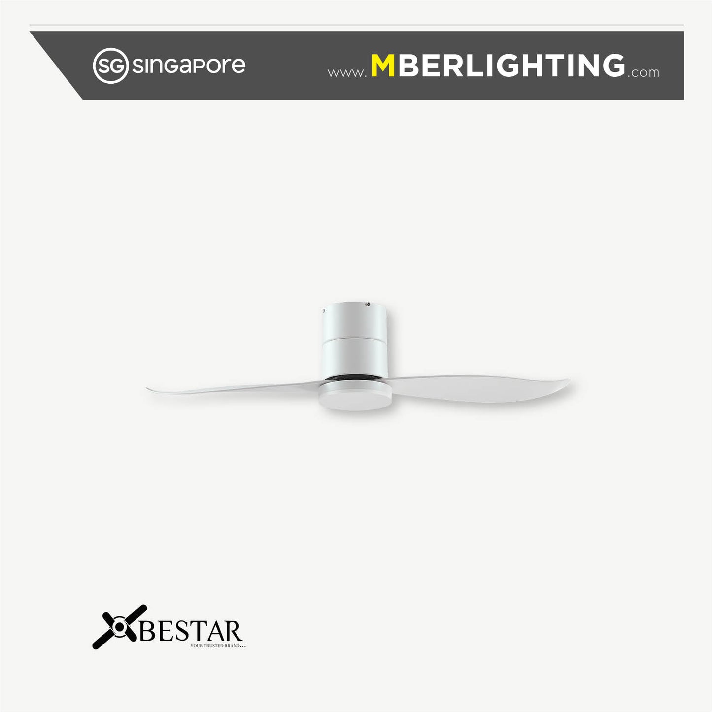 FALCON 2-Blades Hugger Ceiling Fan WHITE