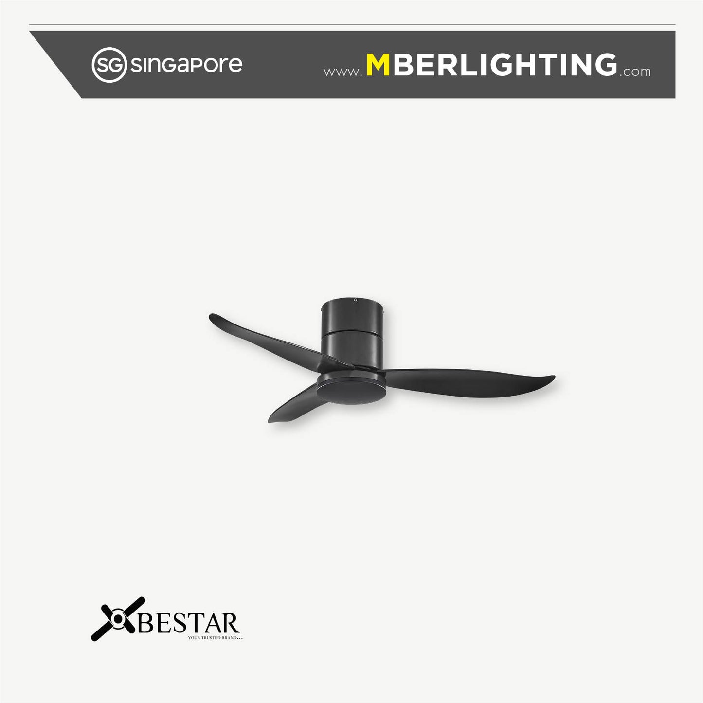 FALCON 3-Blades Hugger Ceiling Fan BLACK