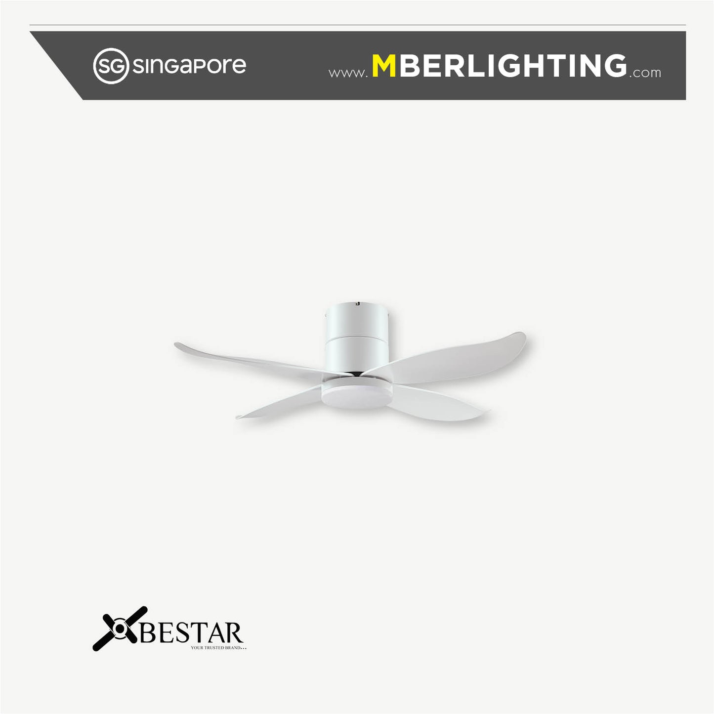 FALCON 4-Blades Hugger Ceiling Fan WHITE