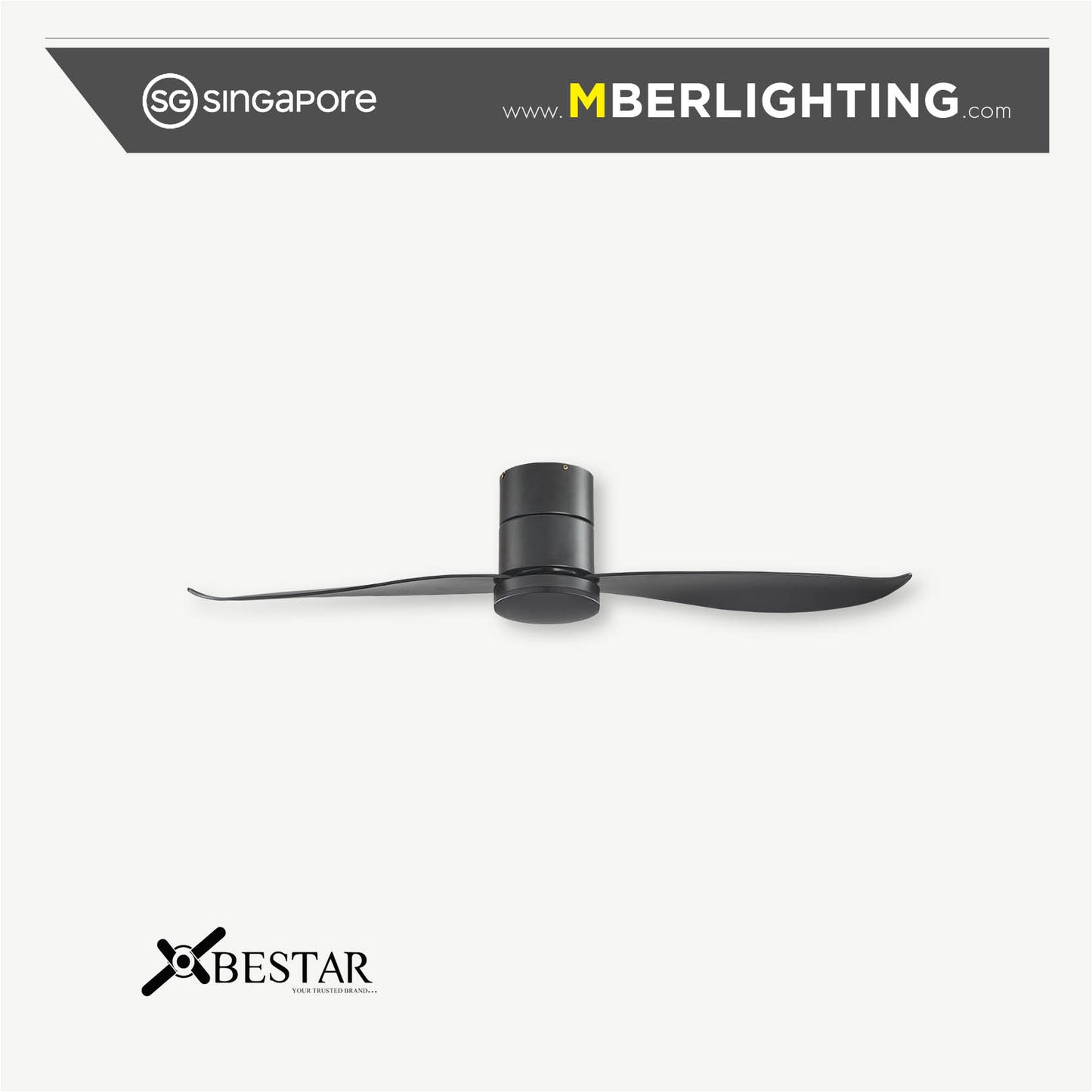 FALCON 2-Blades Hugger Ceiling Fan BLACK