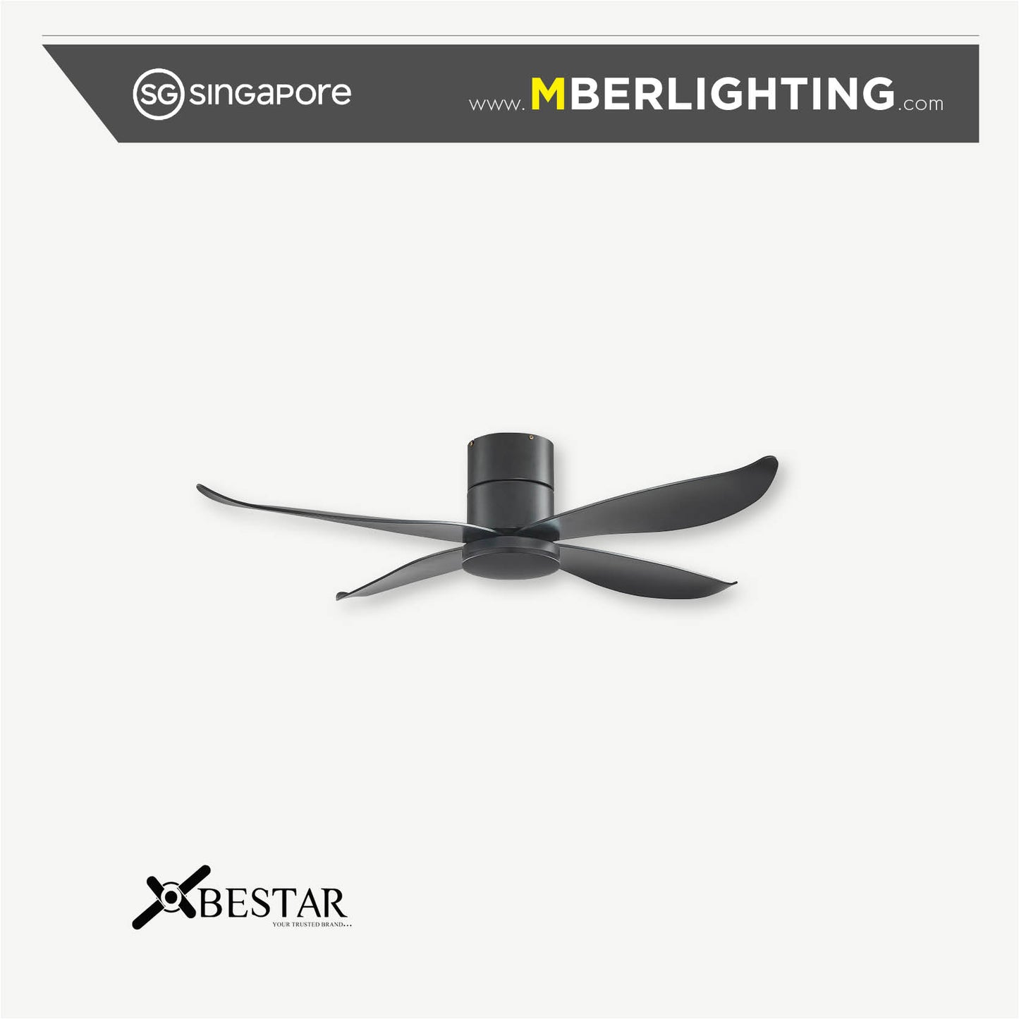 FALCON 4-Blades Hugger Ceiling Fan BLACK